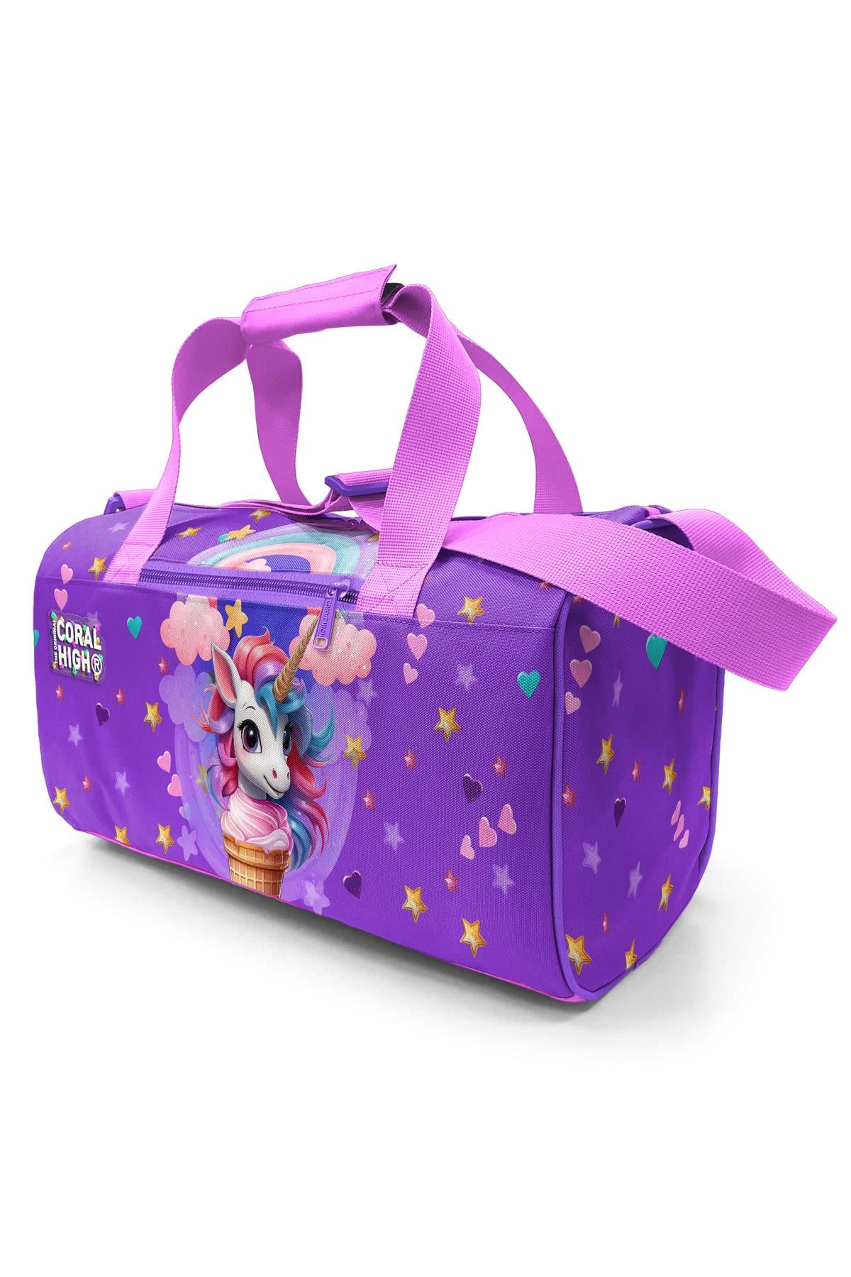 Coral High Mor Pembe Unicorn Dondurma Desenli Spor Çantası 27542
