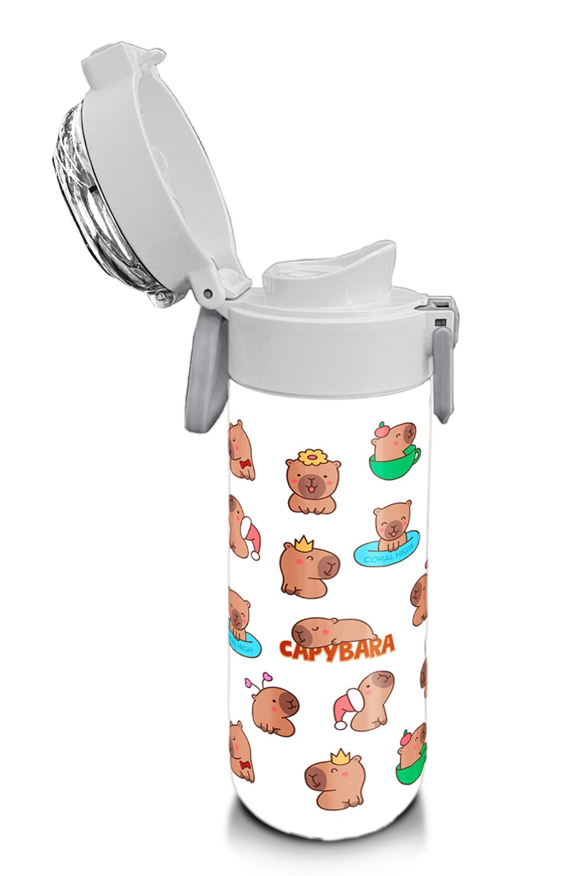 Coral High Kids Capybara Desenli Pipetli ve Direkt İçim Çelik Termos 500 ml 31794