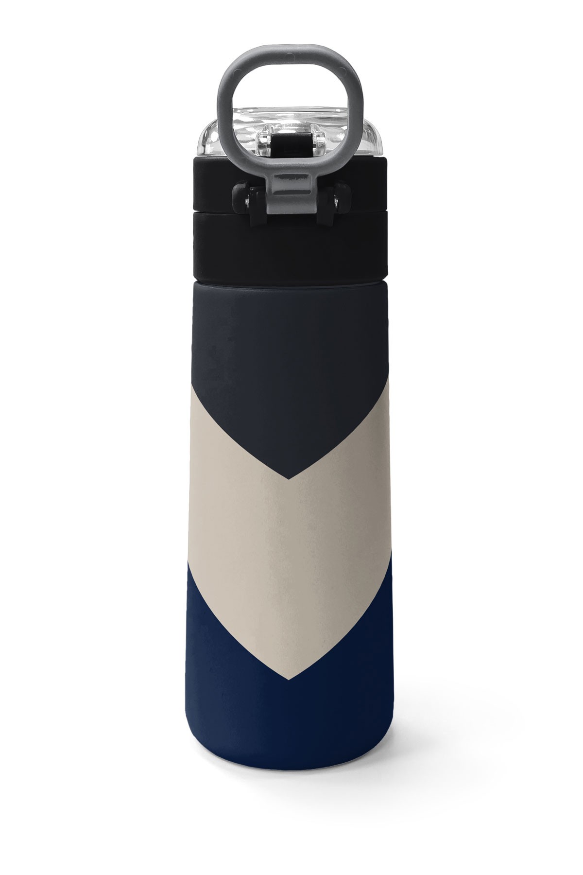 Coral High Kids Lacivert Koyu Gri Bej Desenli Pipetli ve Direkt İçim Çelik Termos 500 ml 31893
