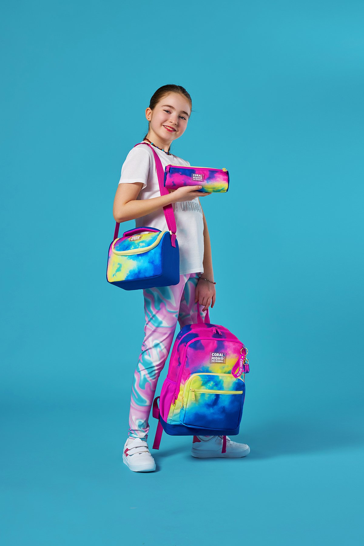 Coral High Kids Renkli Batik Desenli 3’lü Okul Çanta Seti SET0123757