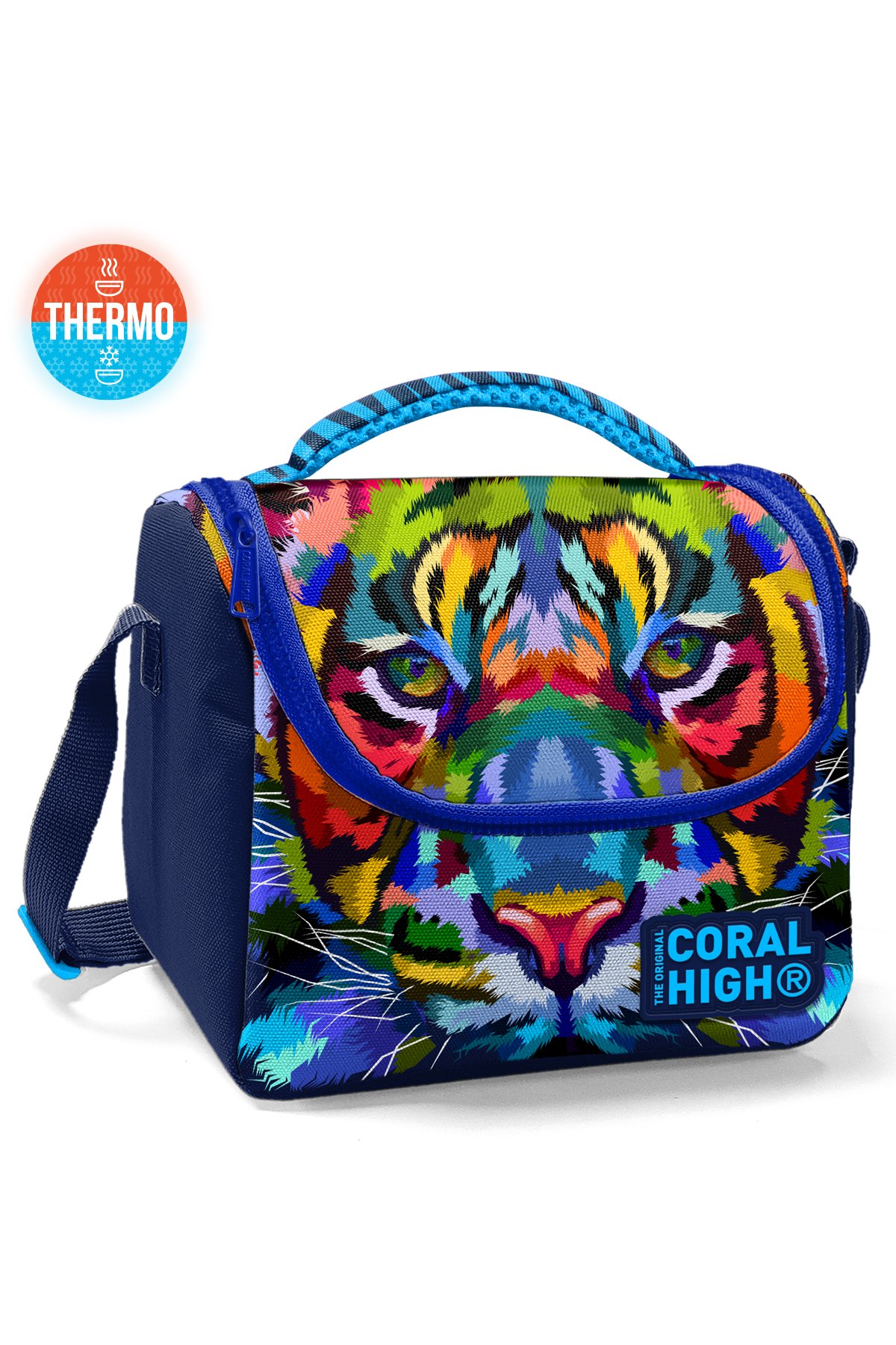 Coral High Kids Lacivert Mavi Kaplan Desenli Thermo Beslenme Çantası 11865