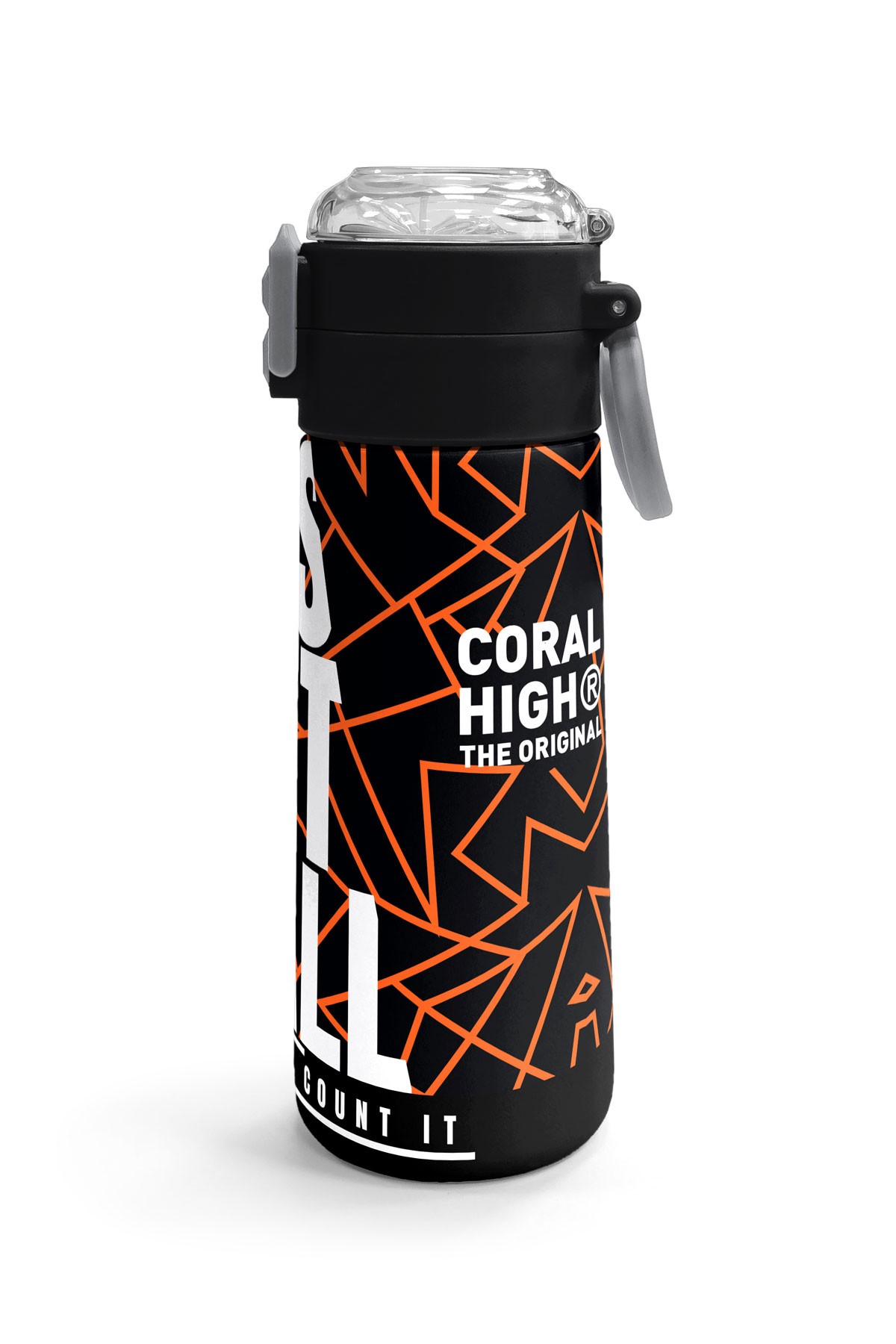 Coral High Kids Siyah Basketbol Desenli Pipetli ve Direkt İçim Çelik Termos 500 ml 31852
