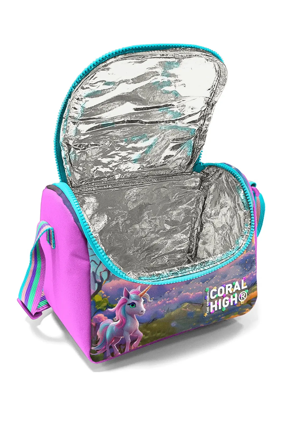 Coral High Kids Turkuaz Pembe Anime Kız Desenli 3 lü Okul Ça