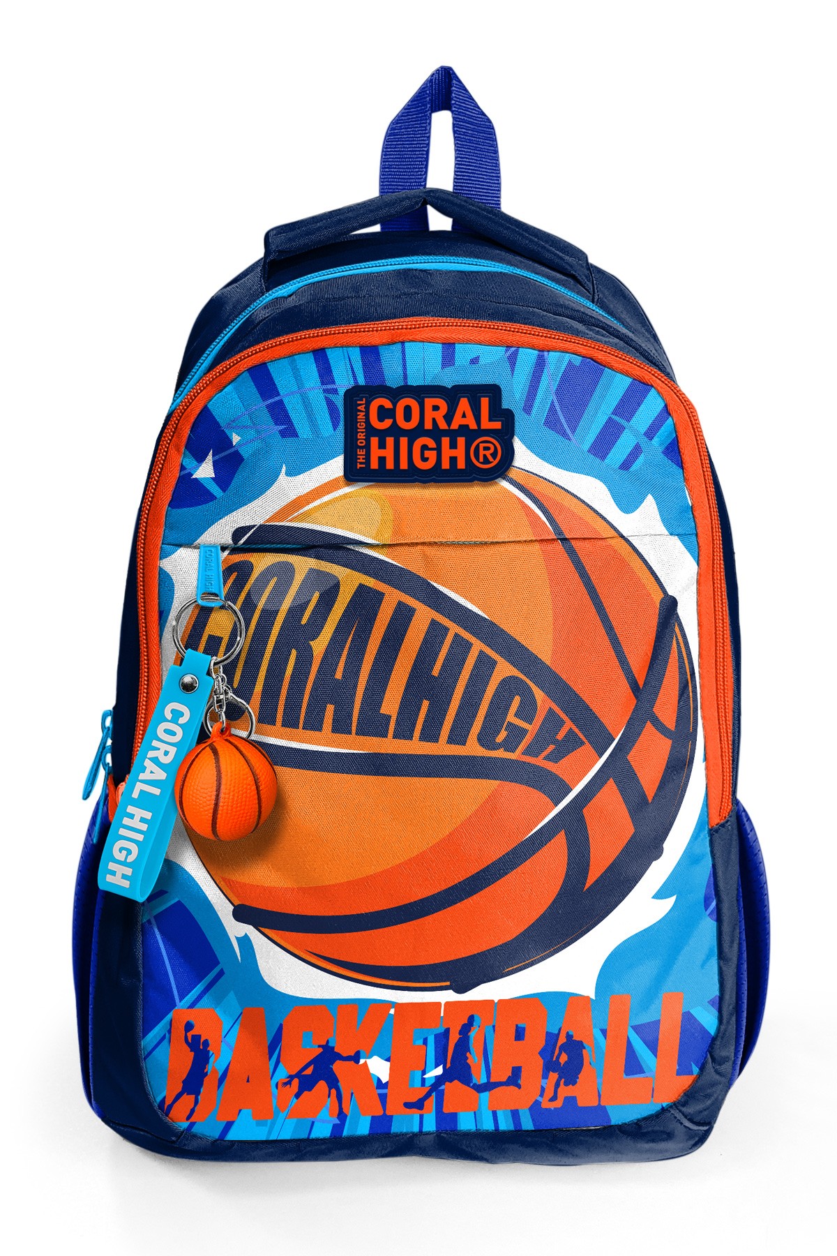 Coral High Kids Lacivert Mavi Basketbol Desenli Üç Bölmeli Okul Sırt Çantası 14405