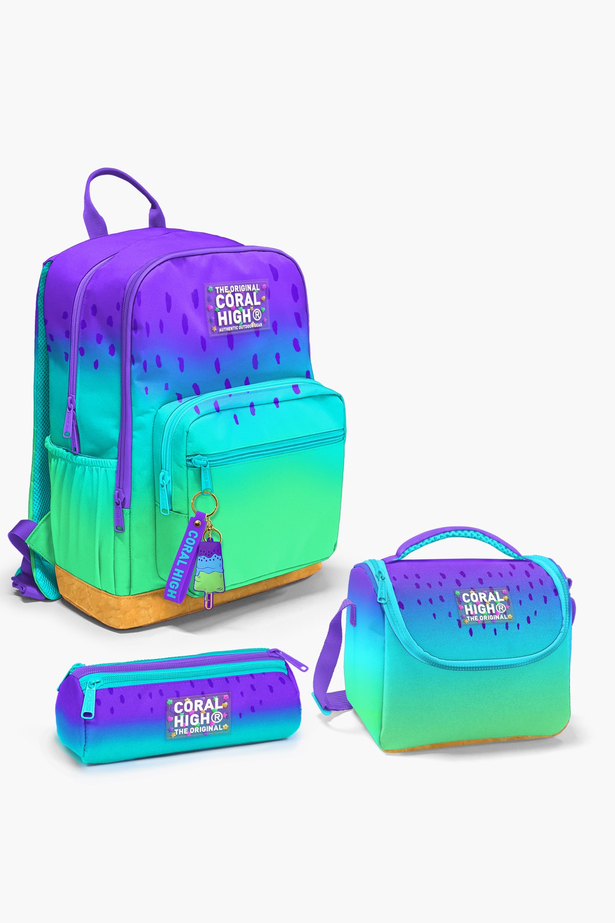 Coral High Mor Lila Renk Geçişli 3’lü Okul Çanta Seti SET0123637