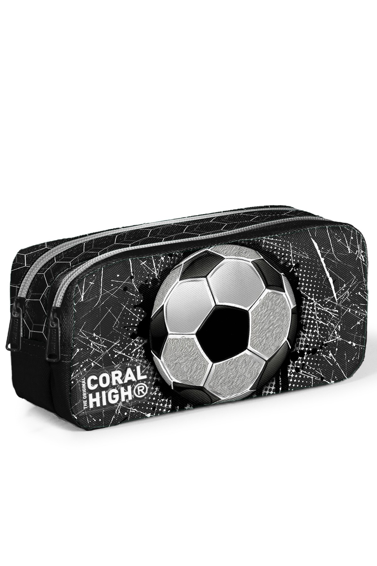 Coral High Kids Futbol Desenli İki Bölmeli Kalem Çantası 12086