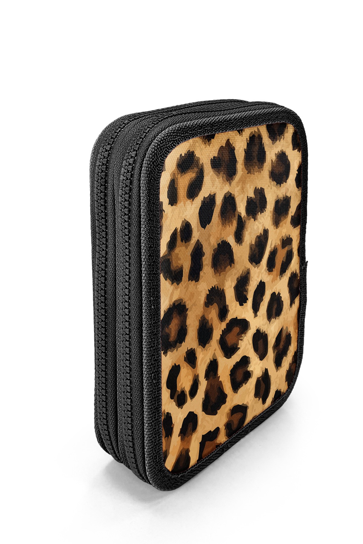 Coral High Kahverengi Leopar Desenli Çift Katlı Kalem Çanta 11147