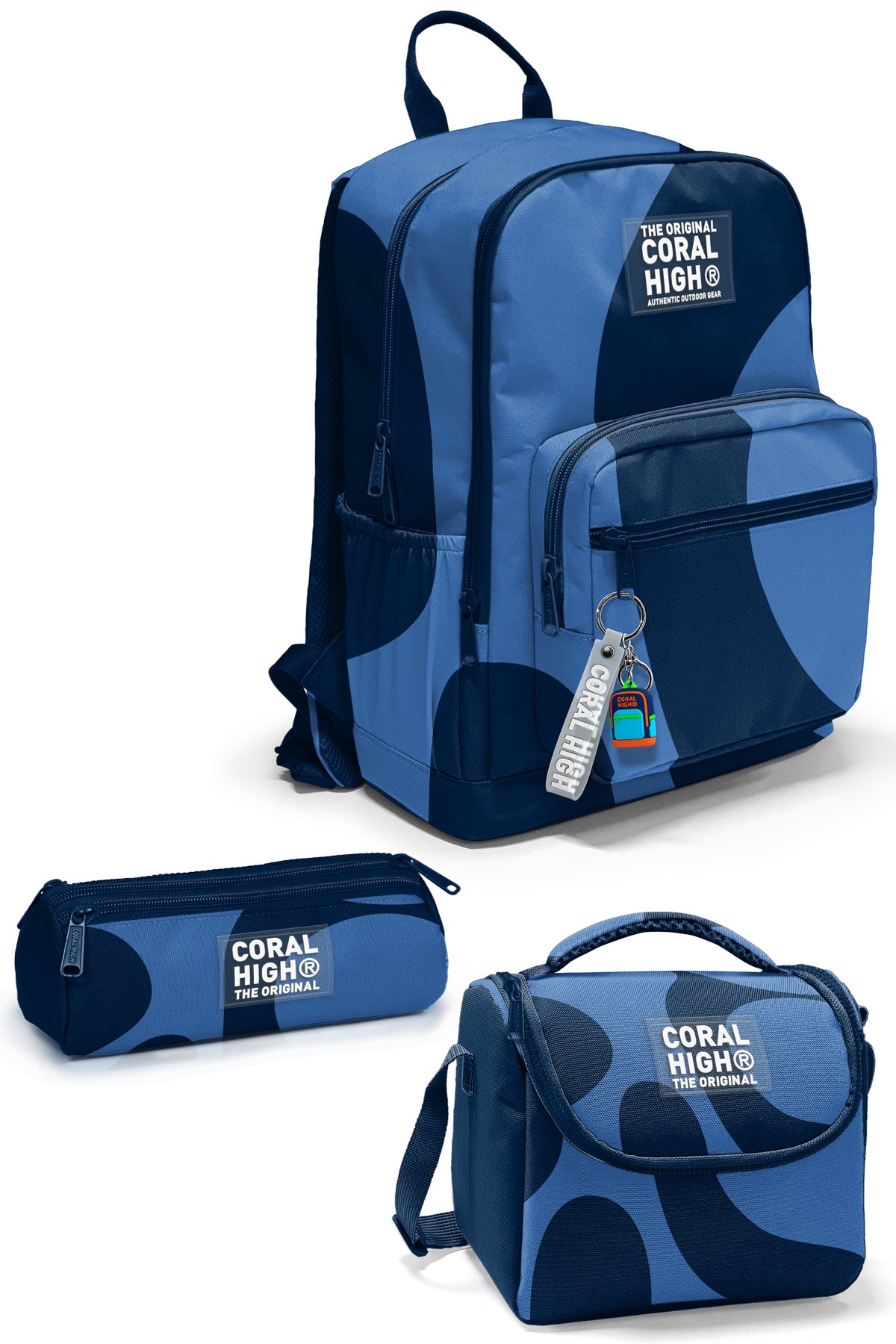 Coral High Lacivert Mavi Desenli 3’lü Okul Çanta Seti SET0123688