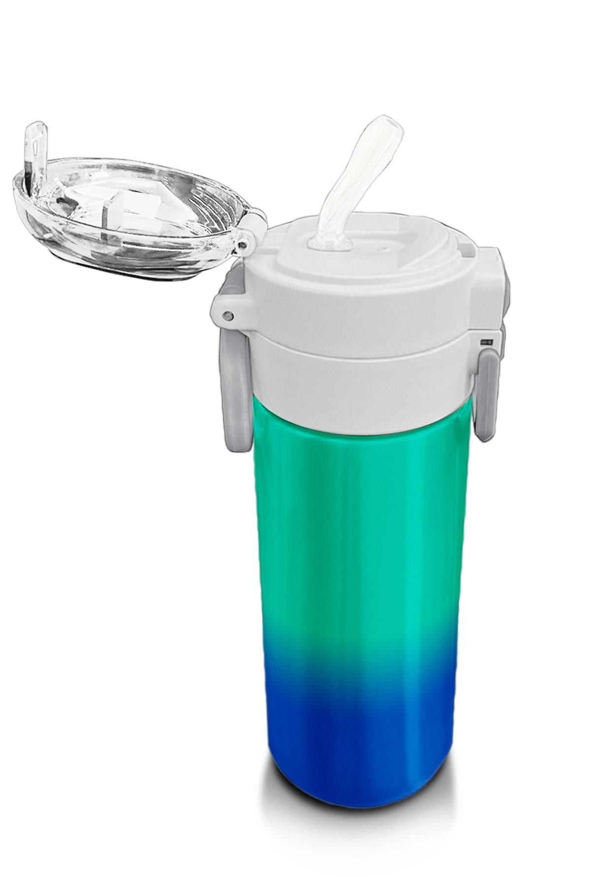 Coral High Kids Yeşil Saks Renk Geçişli Pipetli ve Direkt İçim Çelik Termos 500 ml 31839