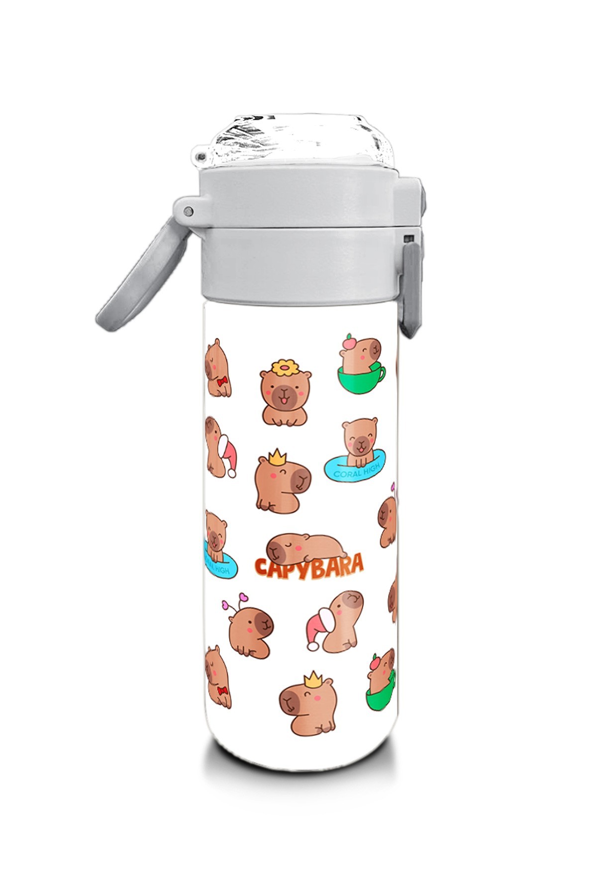 Coral High Kids Capybara Desenli Pipetli ve Direkt İçim Çelik Termos 500 ml 31794