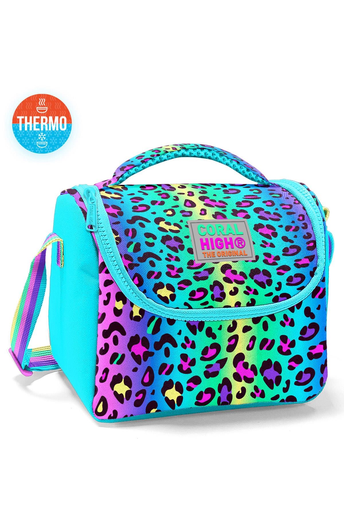 Coral High Kids Renkli Leopar Desenli Thermo Beslenme Çantası 11785