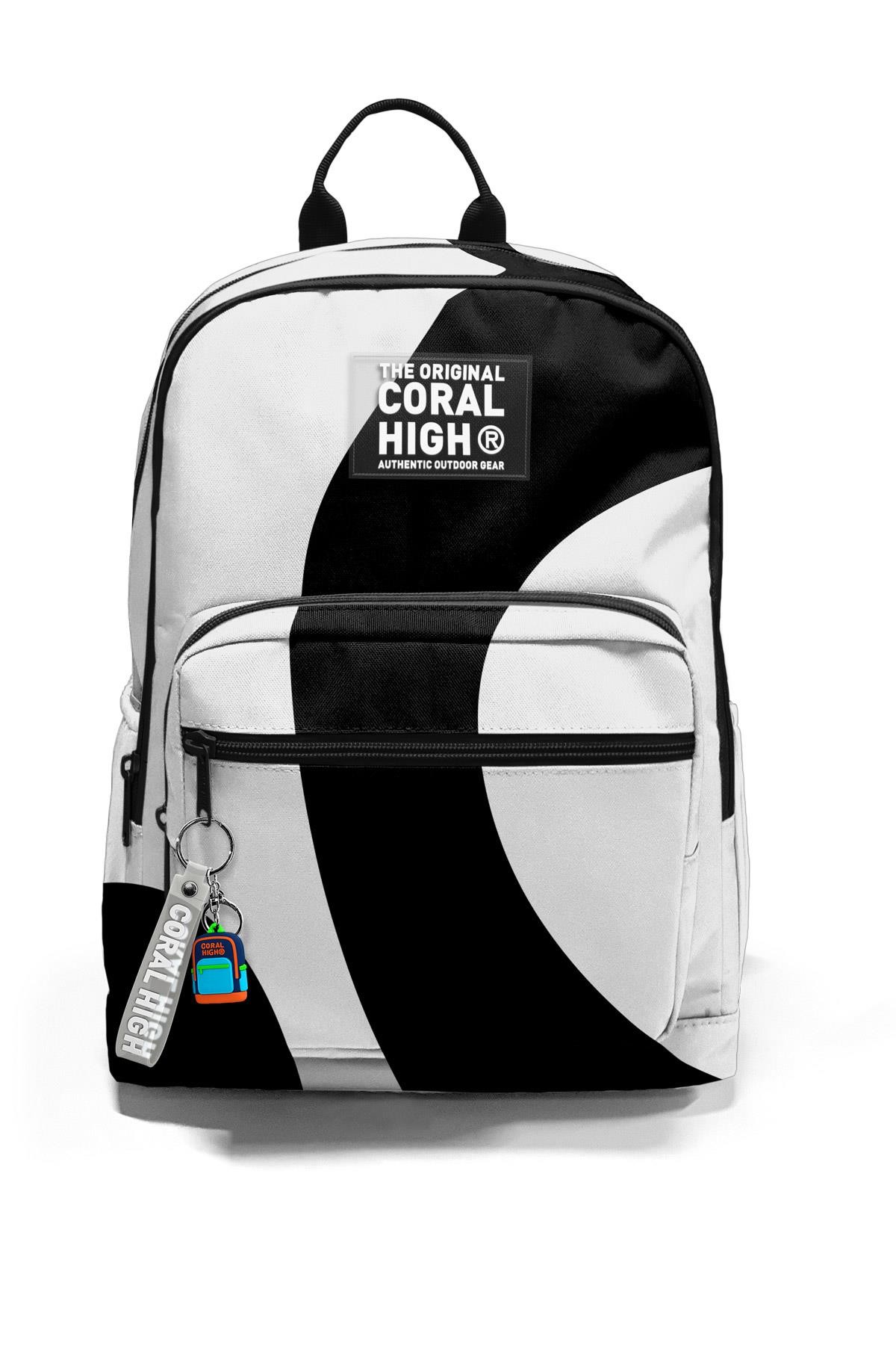 Coral High Siyah Beyaz Desenli Okul Sırt Çantası 23687