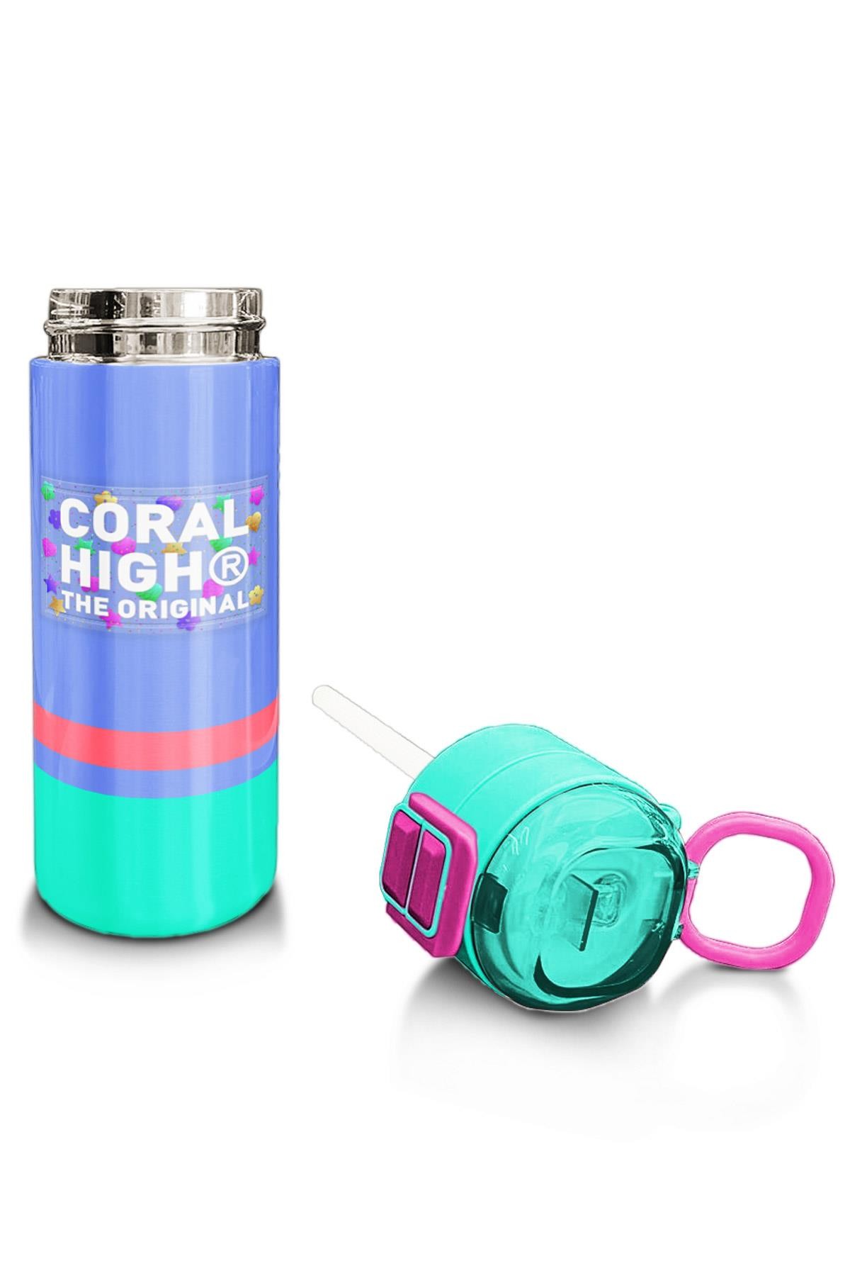 Coral High Kids Derin Mavi Renkli Pipetli ve Direkt İçim Çelik Termos 500 ml 31854