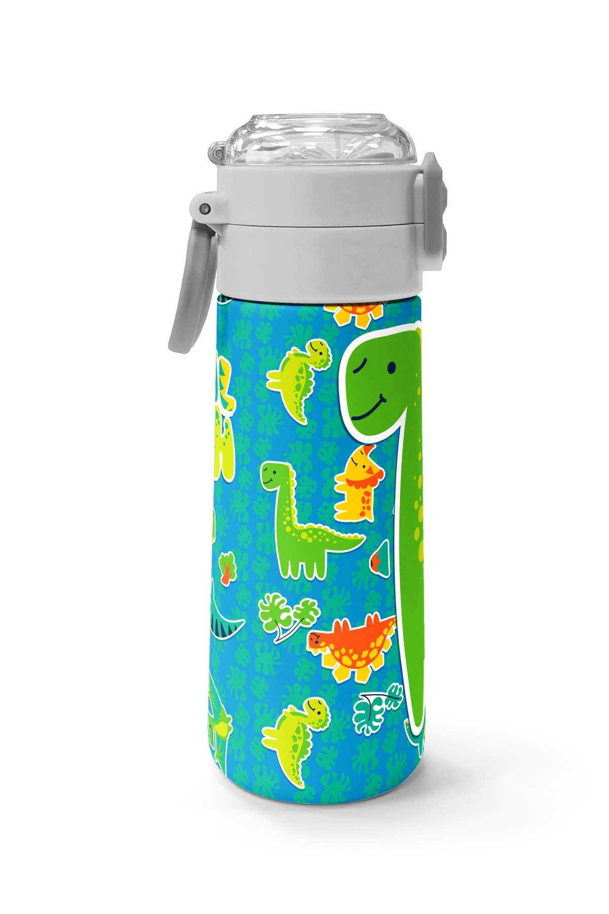 Coral High Kids Mavi Yeşil Dinozor Desenli Pipetli ve Direkt İçim Çelik Termos 500 ml 31798