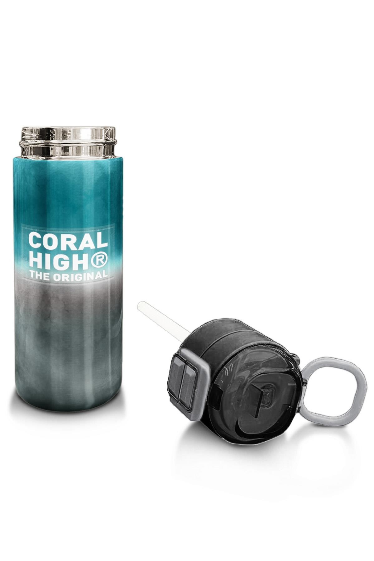 Coral High Kids Nefti Gri Renk Geçişli Desenli Pipetli ve Direkt İçim Çelik Termos 500 ml 31969
