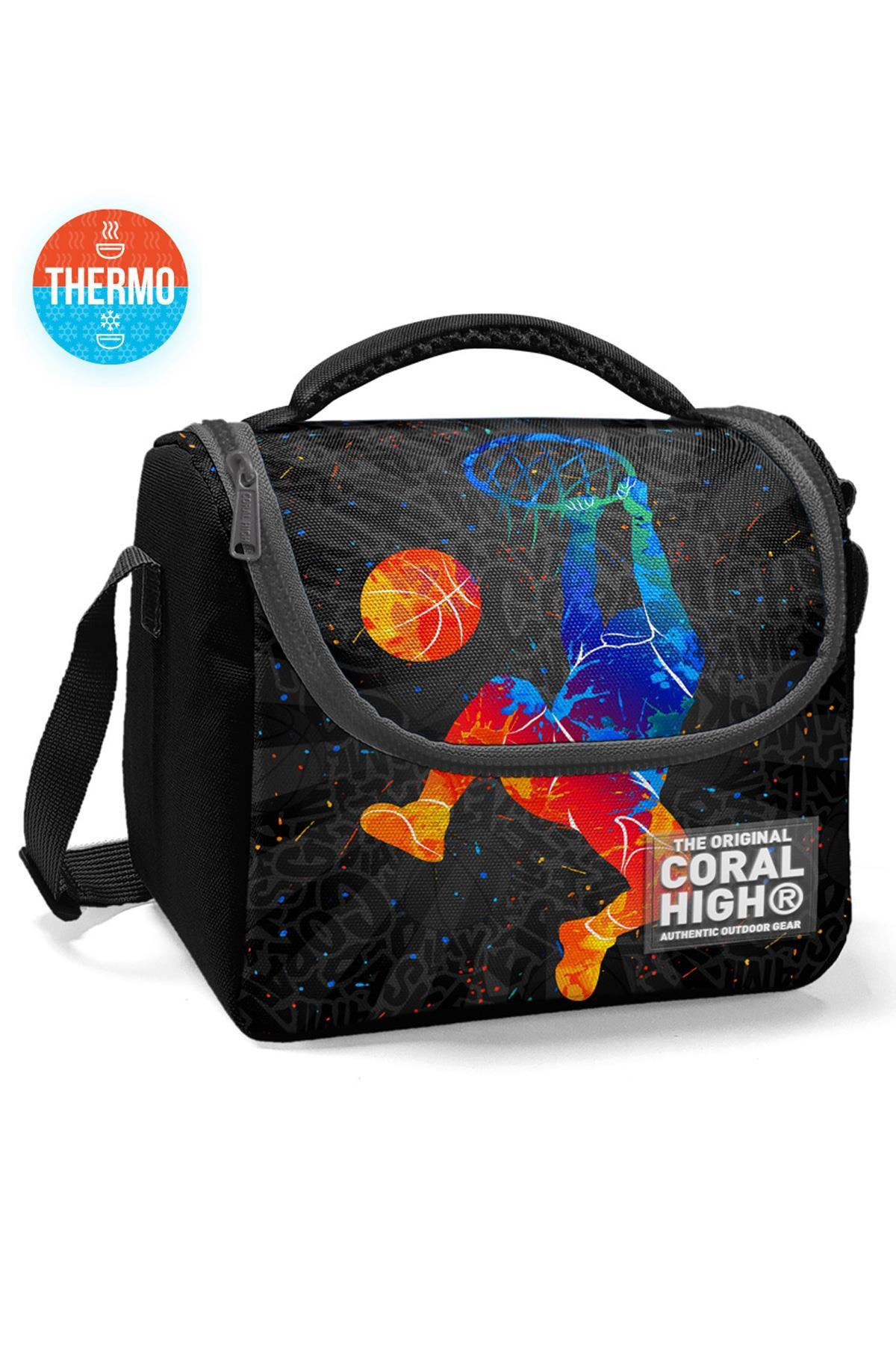 Coral High Kids Gri Basketbol Desenli Thermo Beslenme Çantası 11783