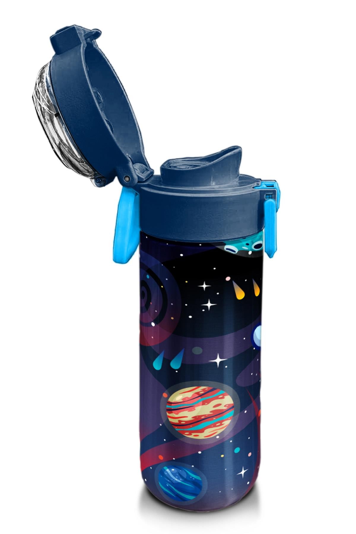 Coral High Kids Saks Mavi Astronot Desenli Pipetli ve Direkt İçim Çelik Termos 500 ml 31933