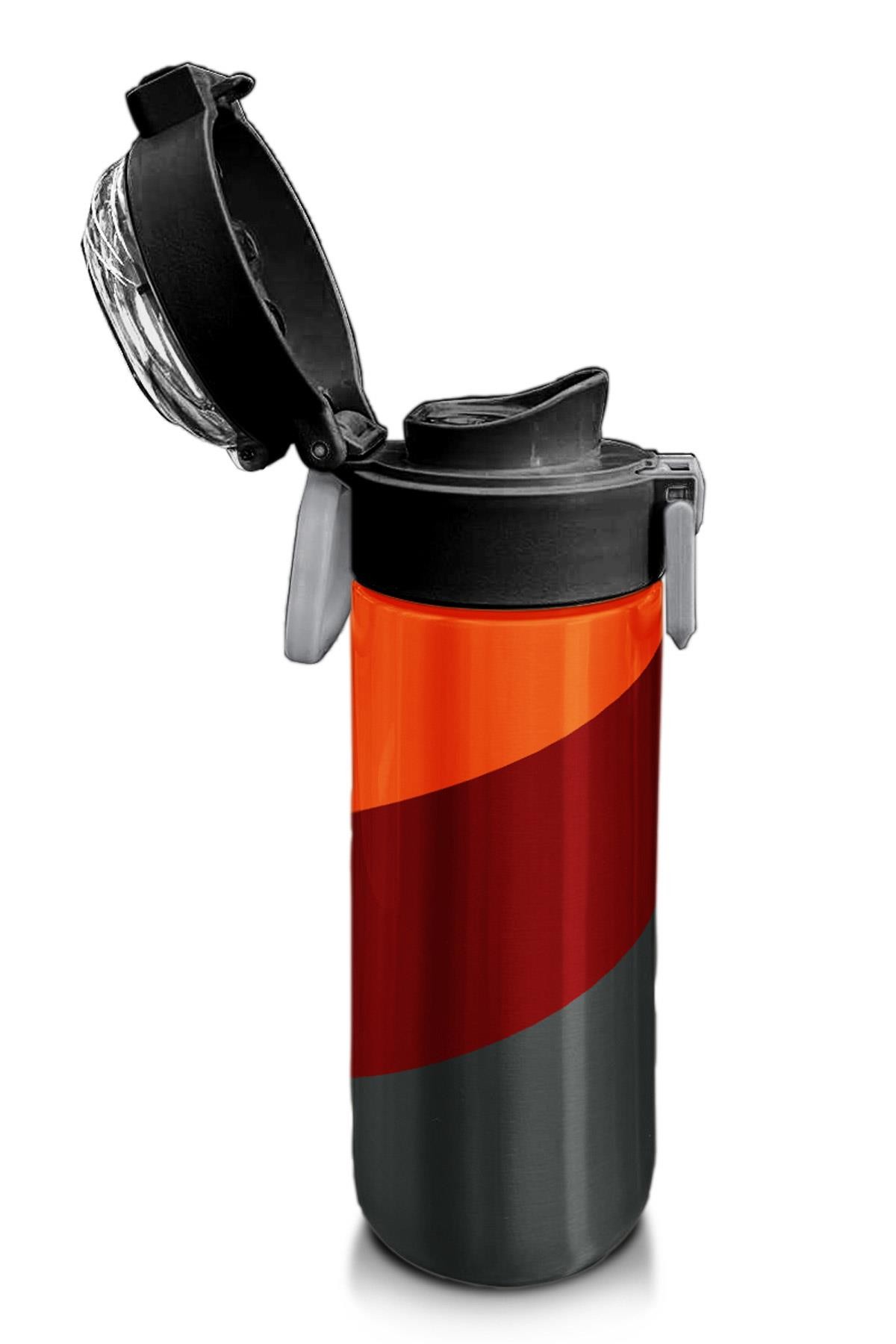 Coral High Kids Turuncu Bordo Desenli Pipetli ve Direkt İçim Çelik Termos 500 ml 31892
