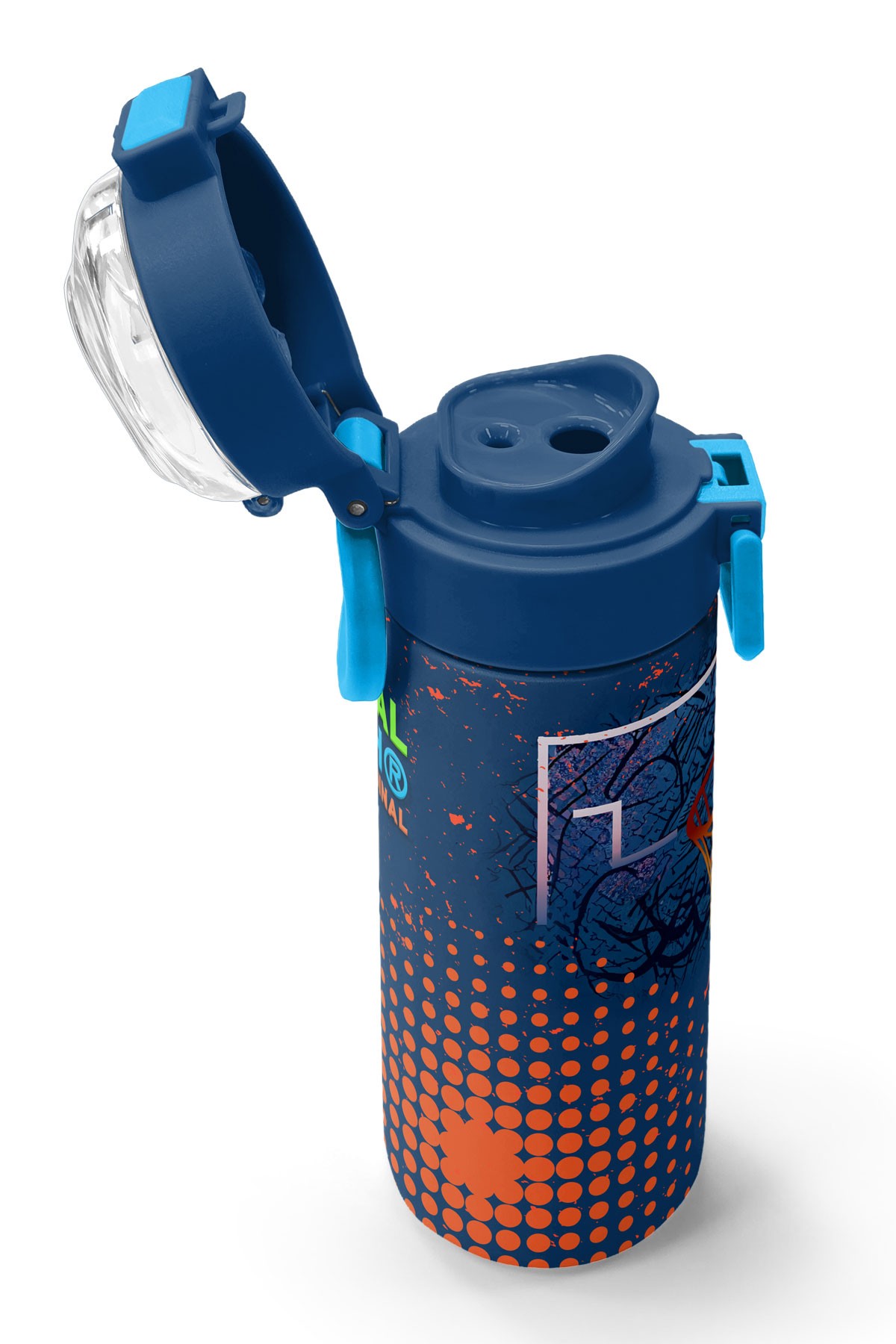 Coral High Kids Turuncu Lacivert Basketbol Desenli Pipetli ve Direkt İçim Çelik Termos 500 ml 31967