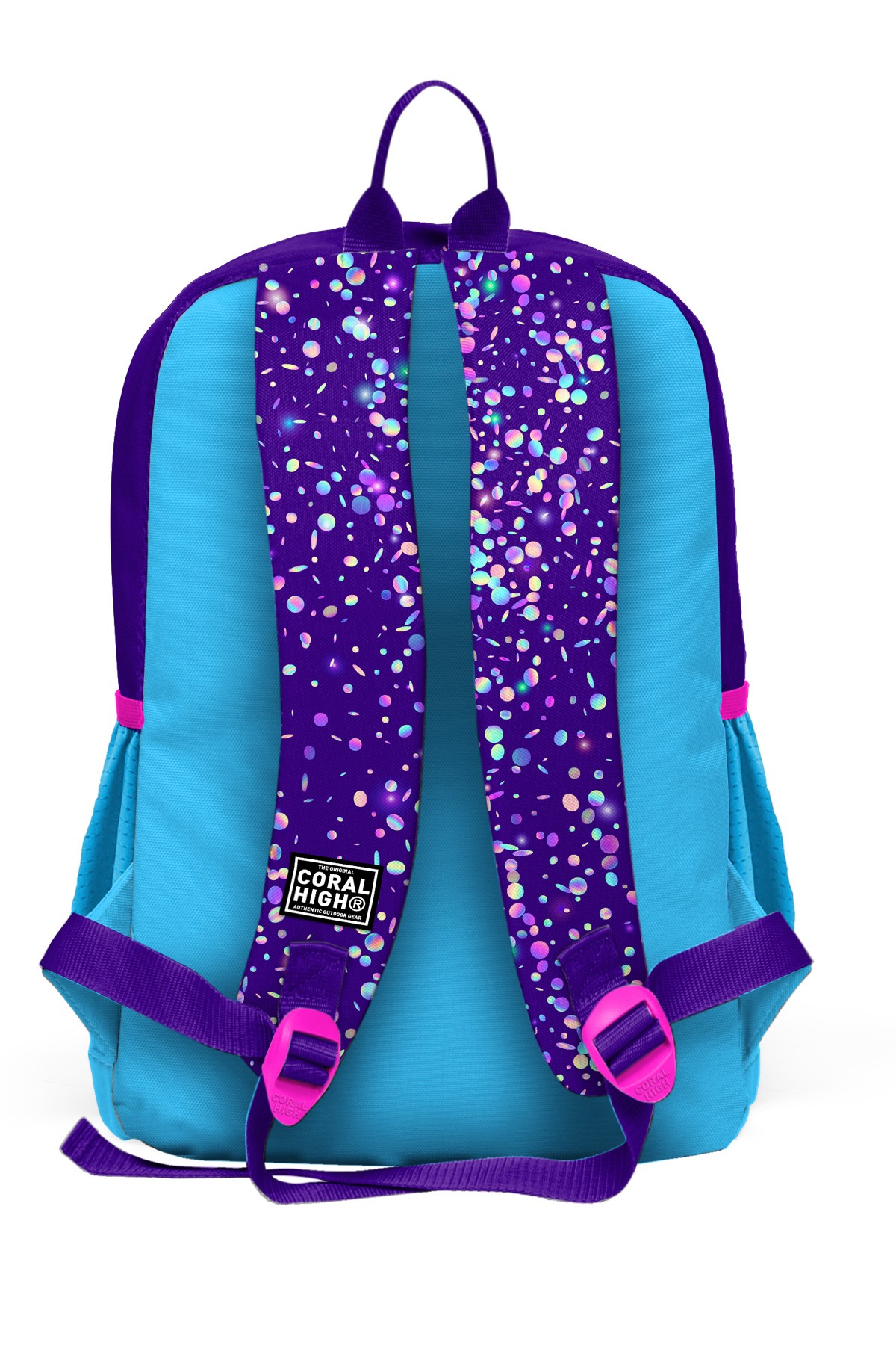 Coral High Kids Mor Mavi Pembe Kalp Desenli Dört Bölmeli Okul Sırt Çantası 23740