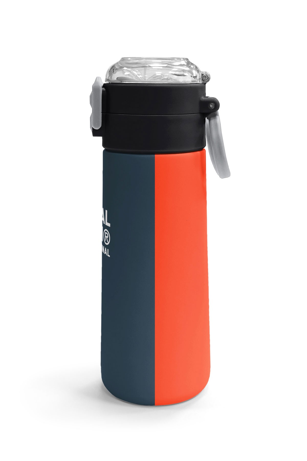 Coral High Kids Lacivert Turuncu Çizgili Pipetli ve Direkt İçim Çelik Termos 500 ml 31998