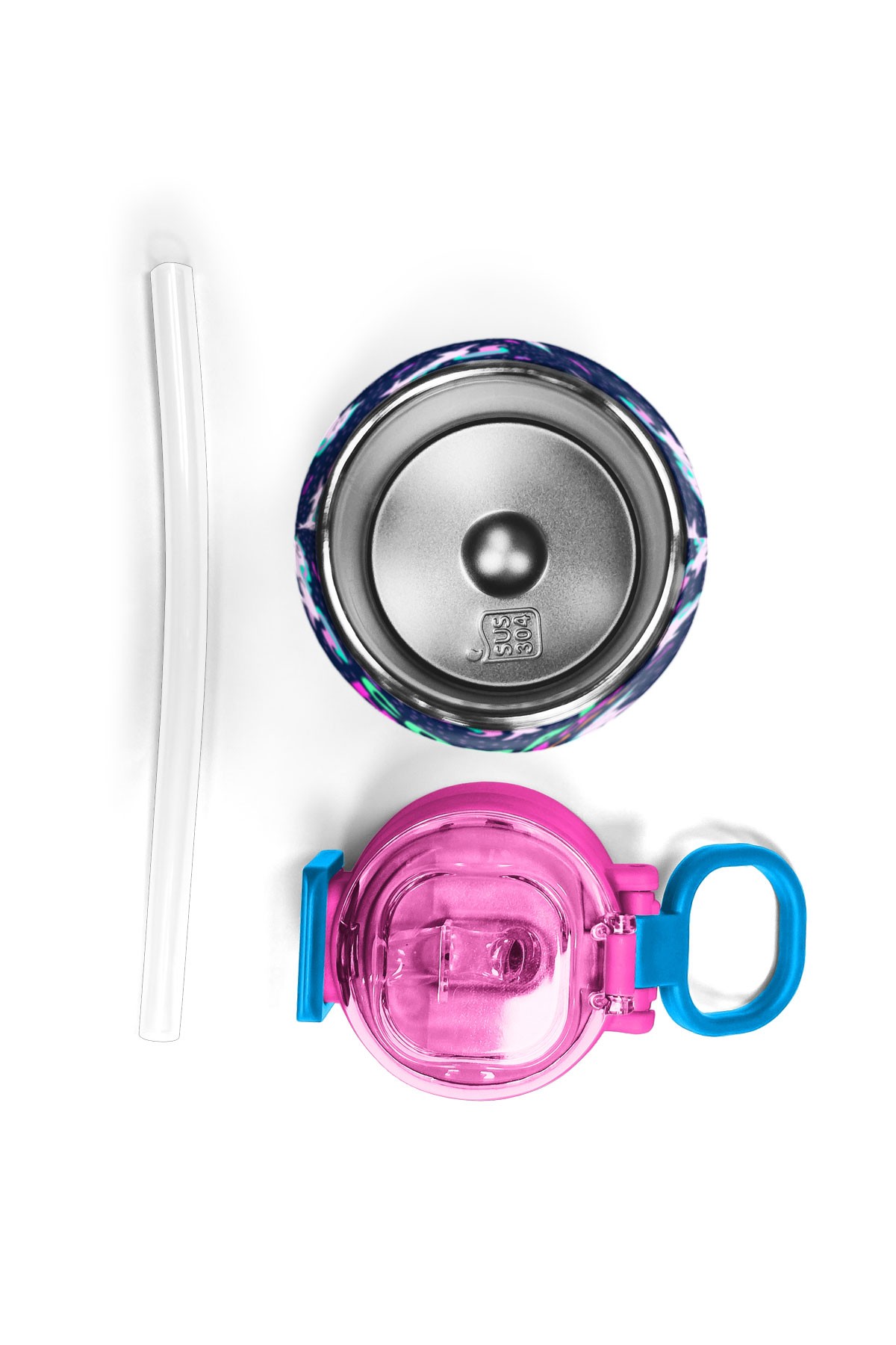 Coral High Kids Lacivert Pembe Unicorn Desenli Pipetli ve Direkt İçim Çelik Termos 500 ml 31915