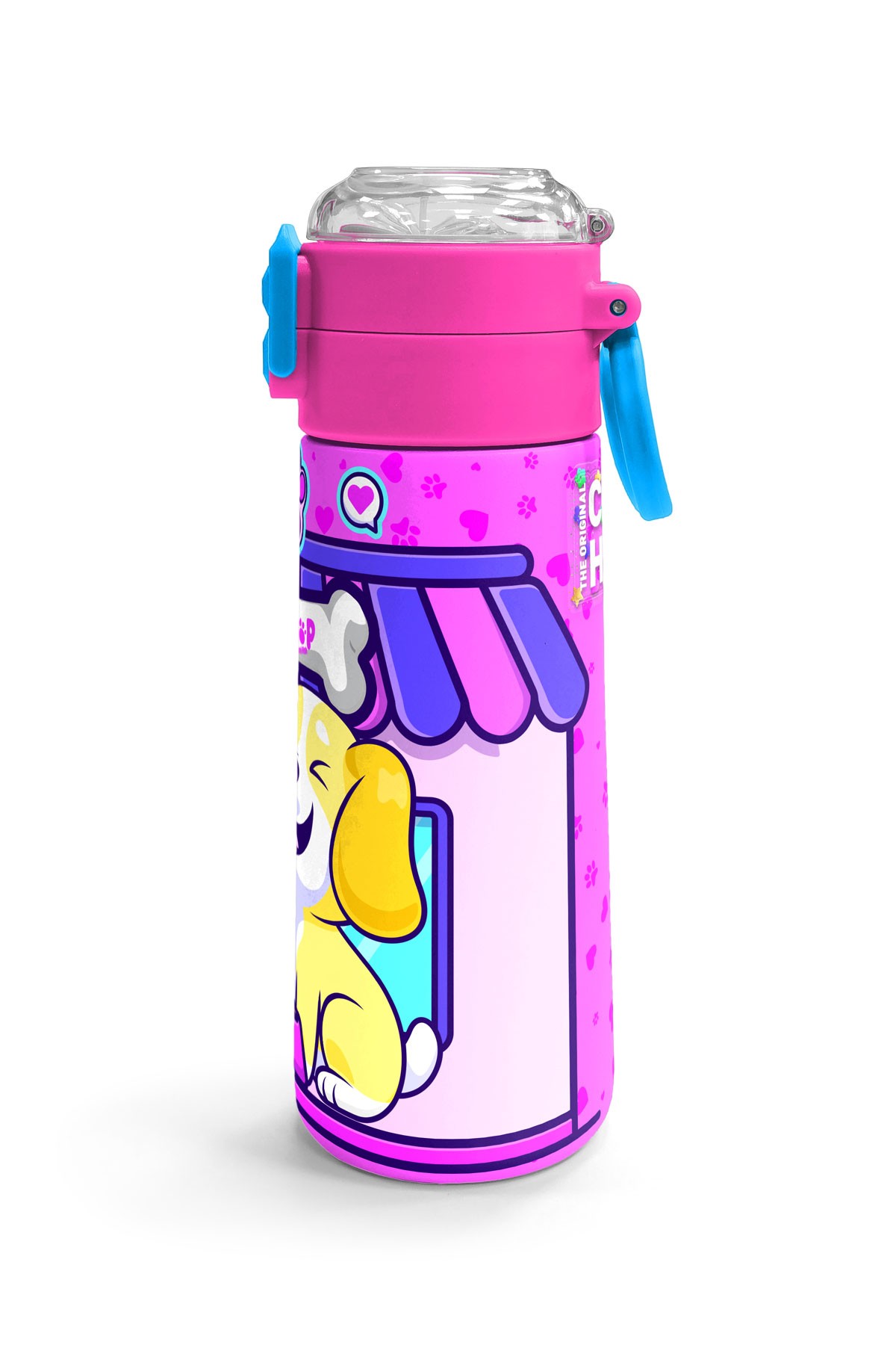 Coral High Kids Kedi Köpek Desenli Pipetli ve Direkt İçim Çelik Termos 500 ml 31810