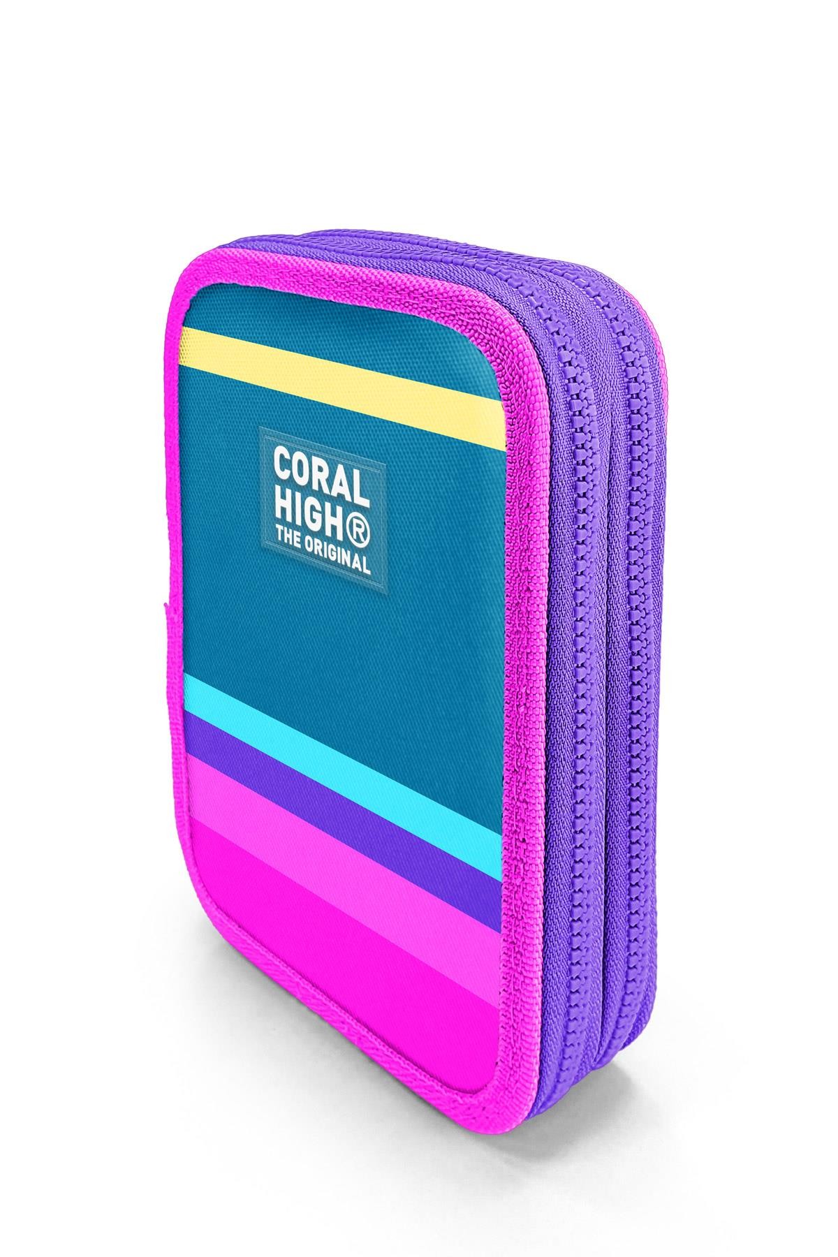Coral High Kids Pembe Pastel Renkli Çift Katlı Kalem Çanta 11136