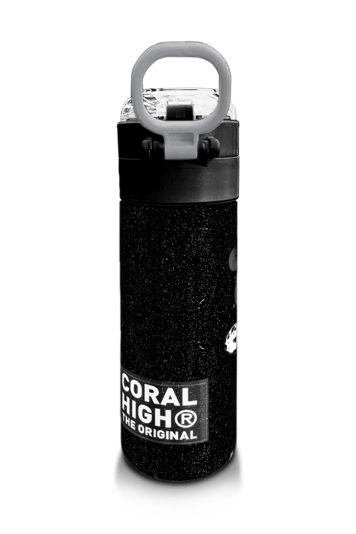 Coral High Kids Siyah Galaxy Desenli Pipetli ve Direkt İçim Çelik Termos 500 ml 31857