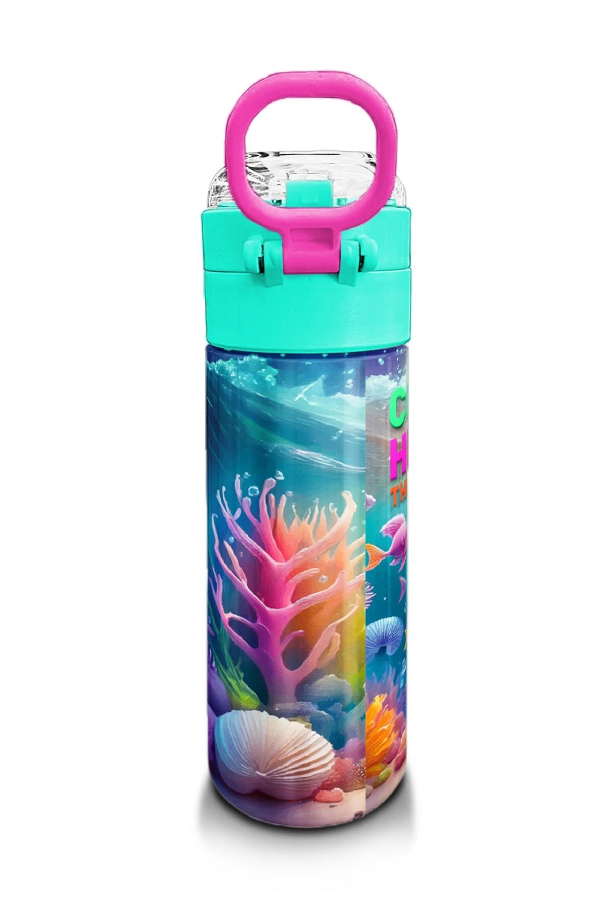 Coral High Kids Denizatı Desenli Pipetli ve Direkt İçim Çelik Termos 500 ml 31988