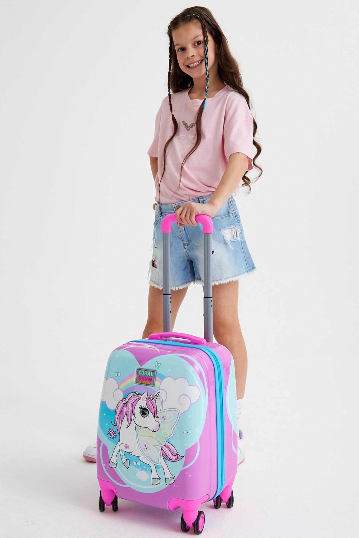 Coral High Kids Mavi Neon Pembe Unicorn Desenli Çocuk Valizi 16712