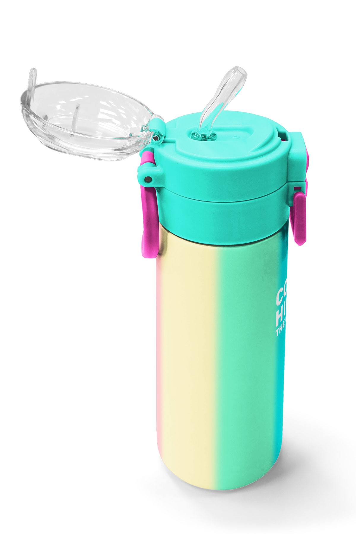 Coral High Kids Renkli Çizgili Pipetli ve Direkt İçim Çelik Termos 500 ml 31844