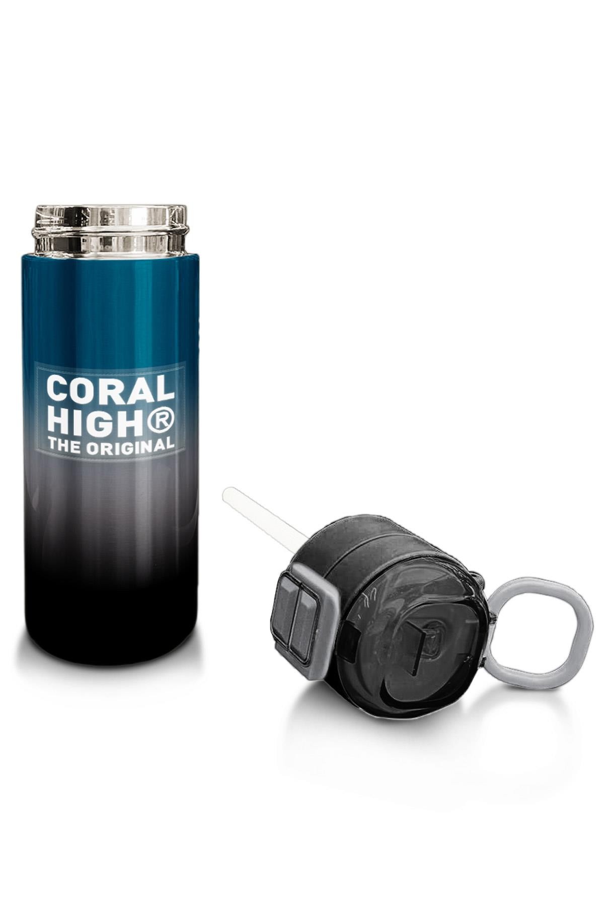 Coral High Kids Nefti Gri Renk Geçişli Pipetli ve Direkt İçim Çelik Termos 500 ml 31855