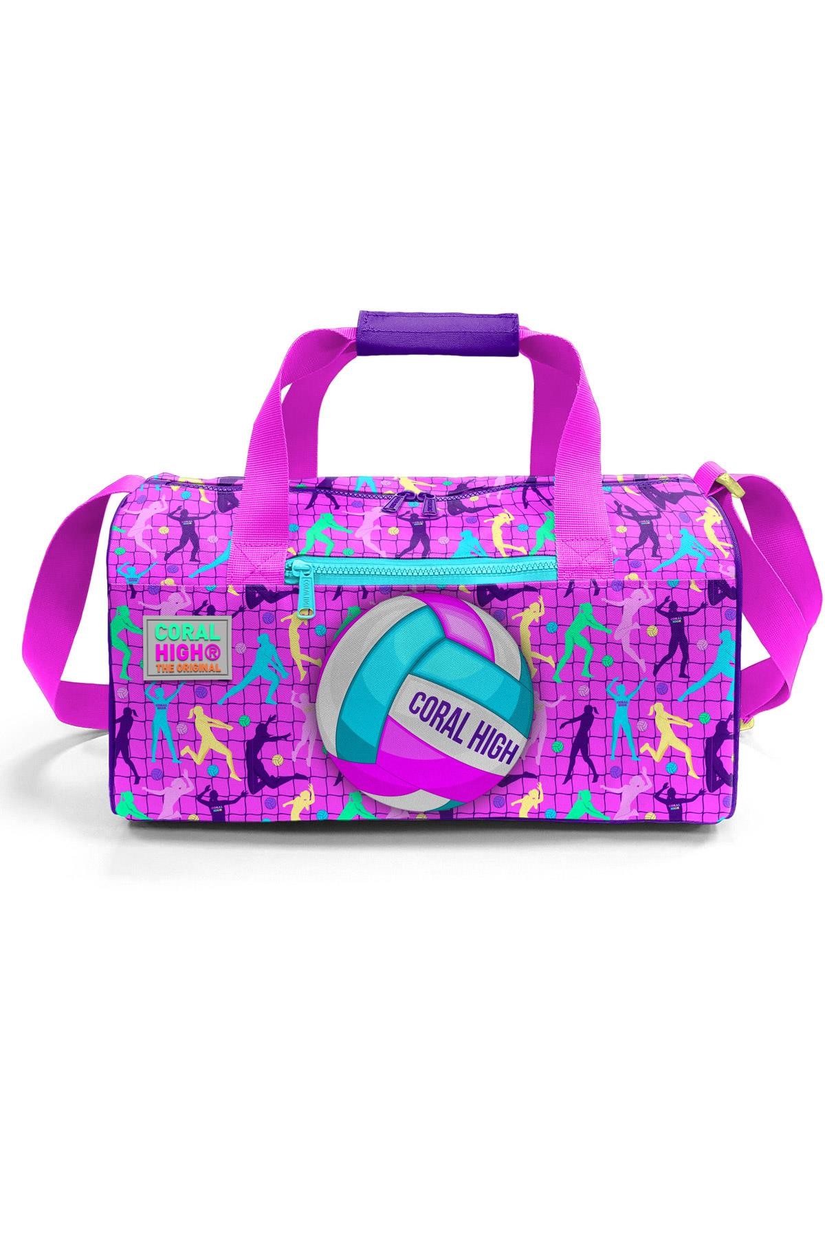 Coral High Pembe Mor Voleybol Desenli Spor Çantası 27520