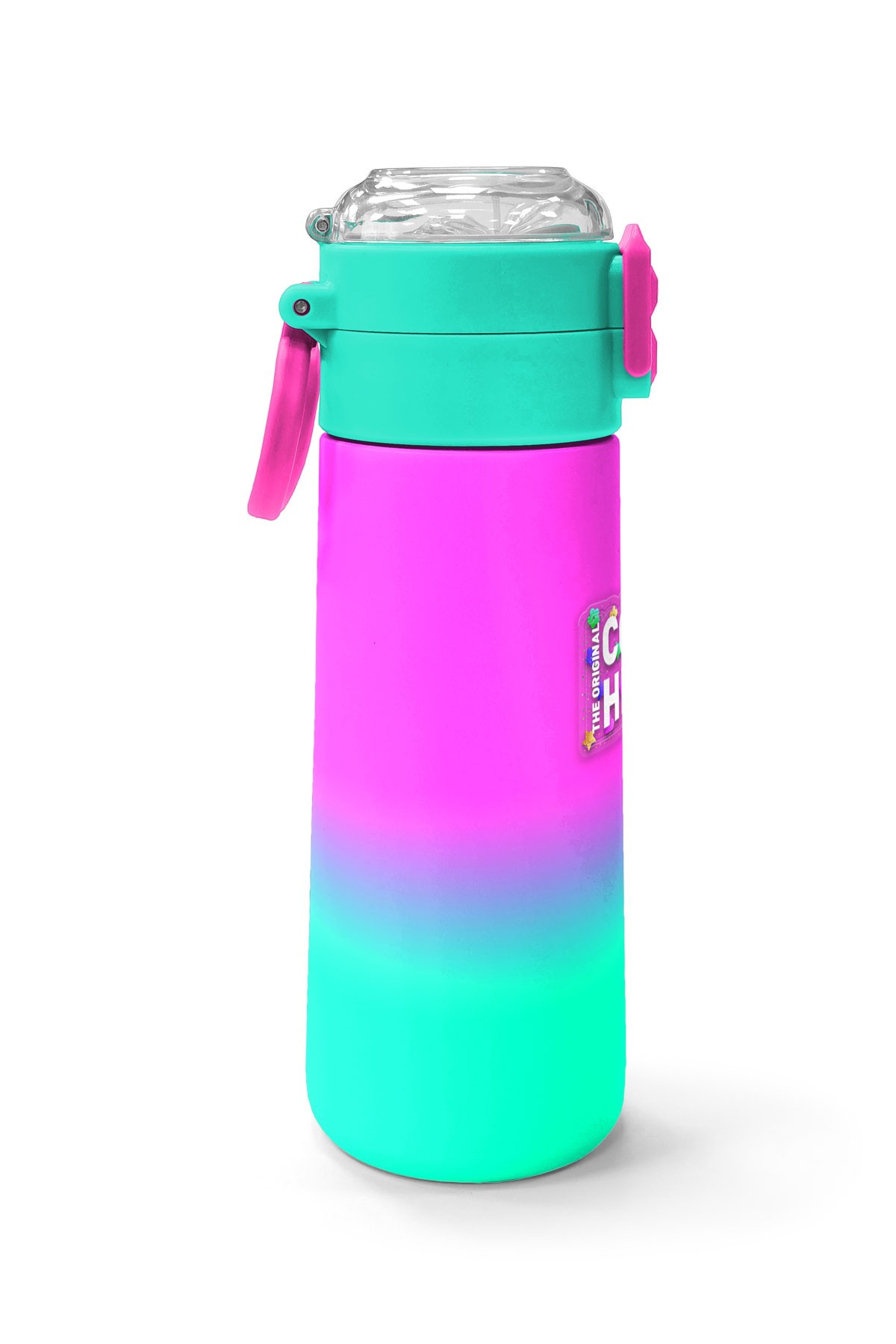 Coral High Kids Pembe Su Yeşili Renk Geçişli Pipetli ve Direkt İçim Çelik Termos 500 ml 31838