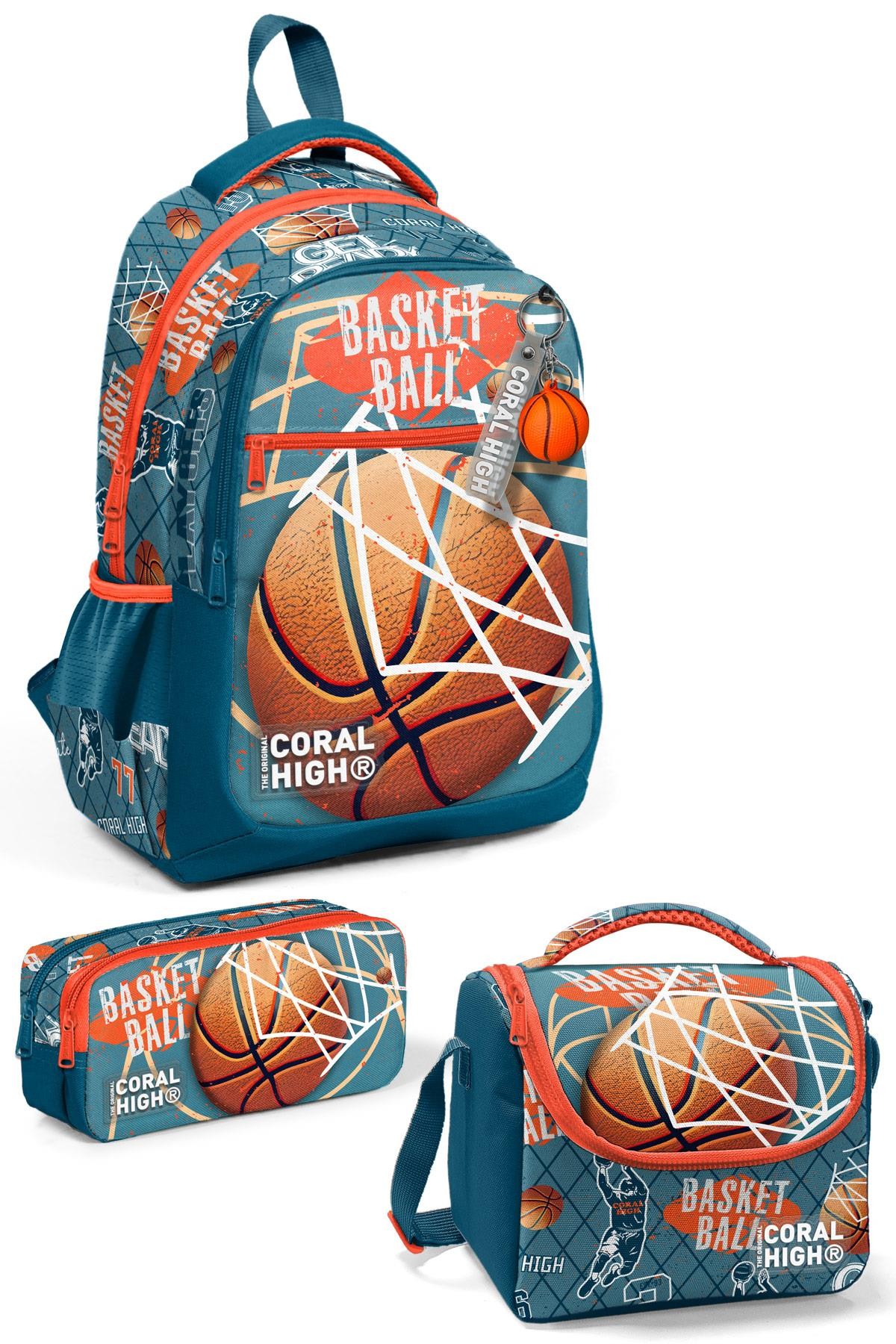 Coral High Kids Nefti Turuncu Basketbol Desenli 3’lü Okul Çanta Seti SET0123651