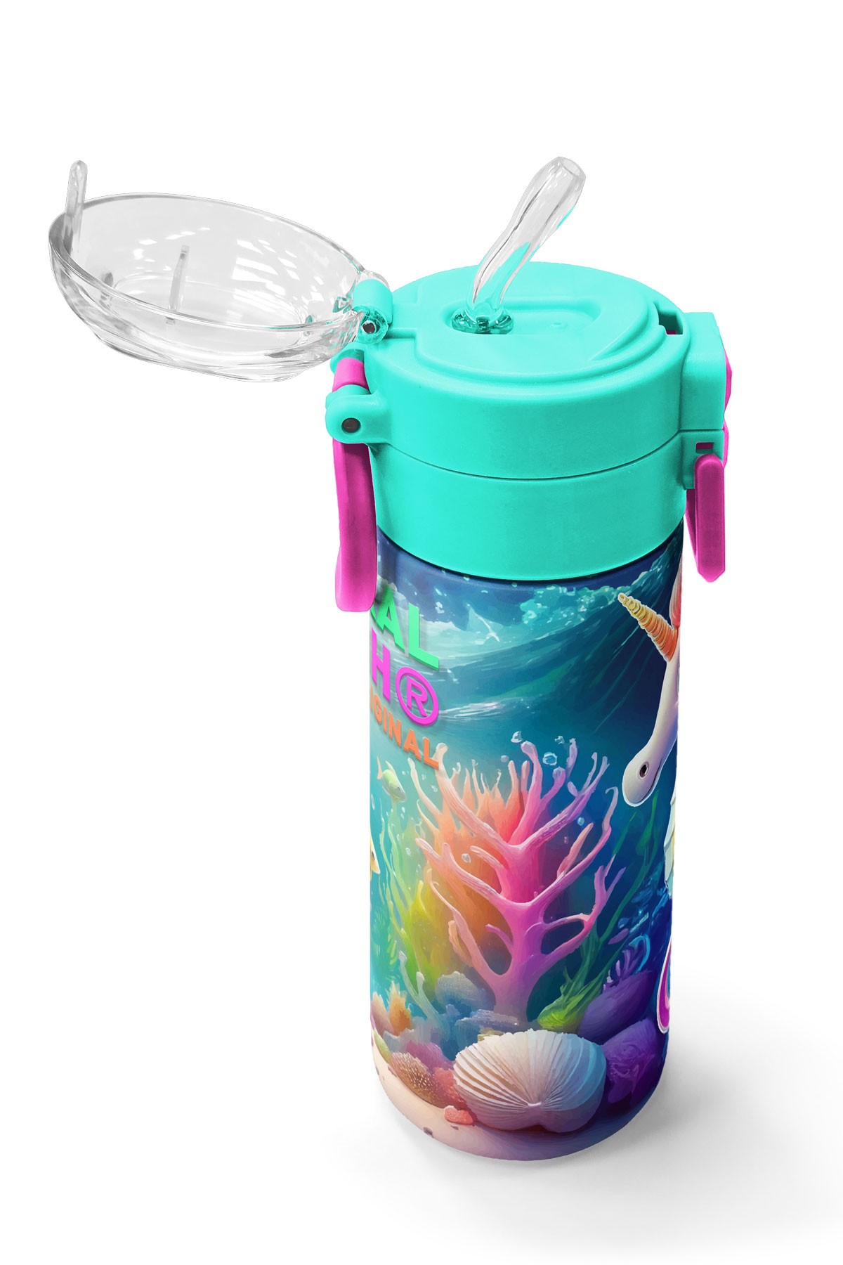 Coral High Kids Denizatı Desenli Pipetli ve Direkt İçim Çelik Termos 500 ml 31988