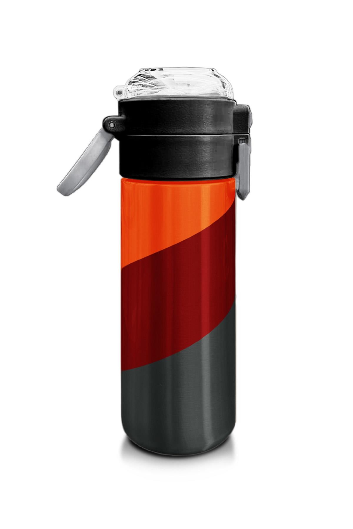 Coral High Kids Turuncu Bordo Desenli Pipetli ve Direkt İçim Çelik Termos 500 ml 31892