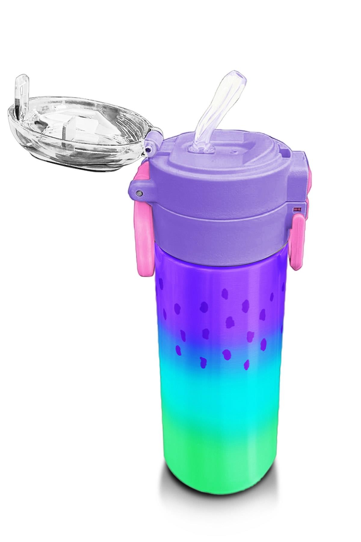 Coral High Kids Mor Lila Renk Geçişli Pipetli ve Direkt İçim Çelik Termos 500 ml 31850