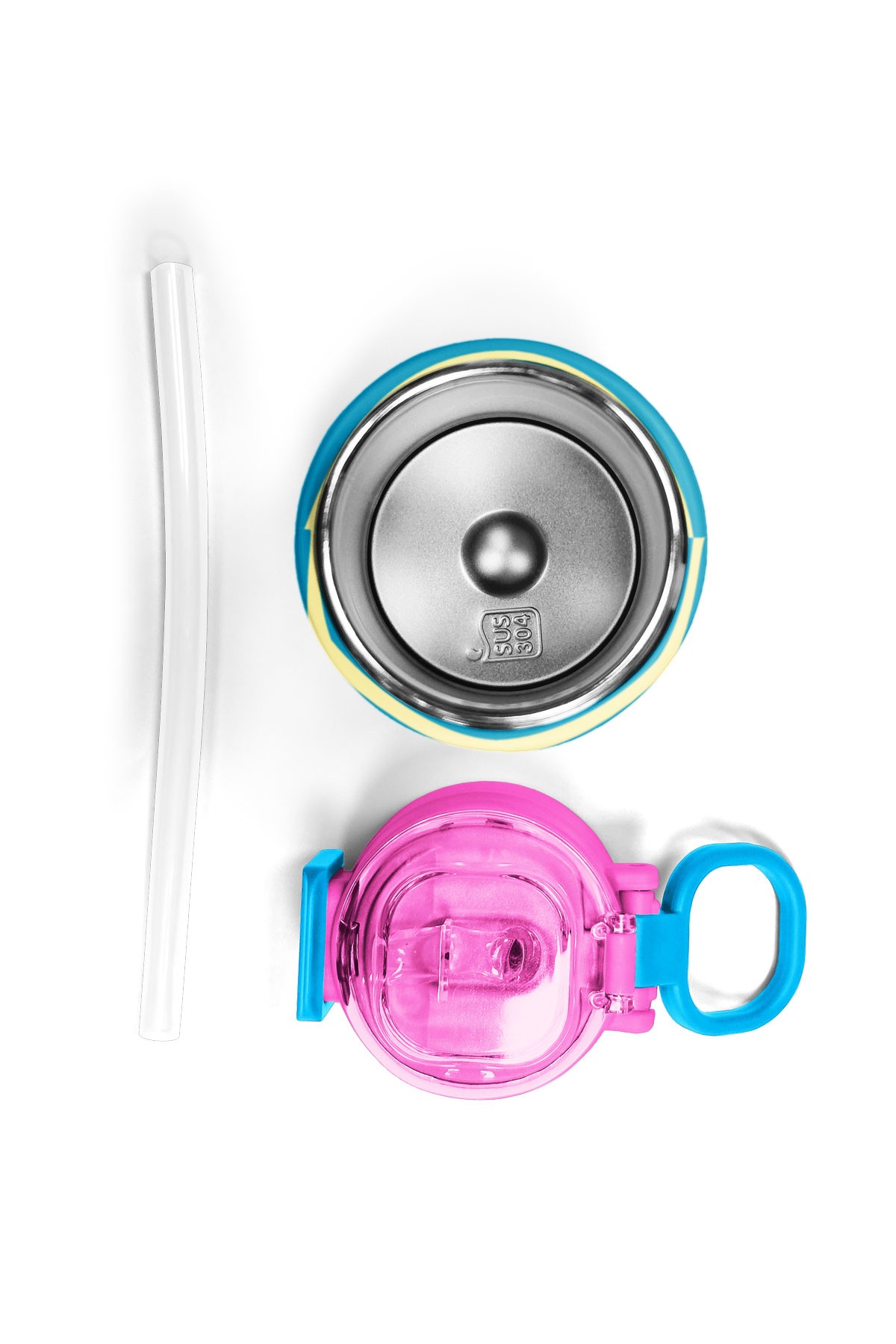 Coral High Kids Pembe Pastel Renkli Pipetli ve Direkt İçim Çelik Termos 500 ml 31960