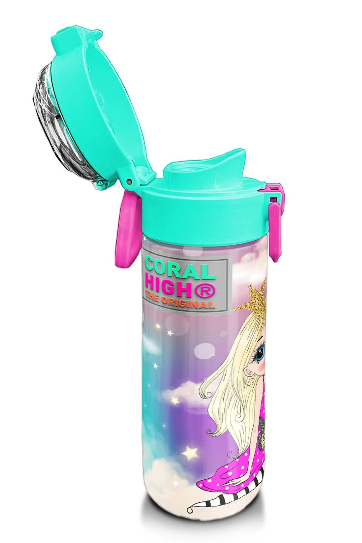 Coral High Kids Pembe Su Yeşili Unicornlu Desenli Pipetli ve Direkt İçim Çelik Termos 500 ml 31940