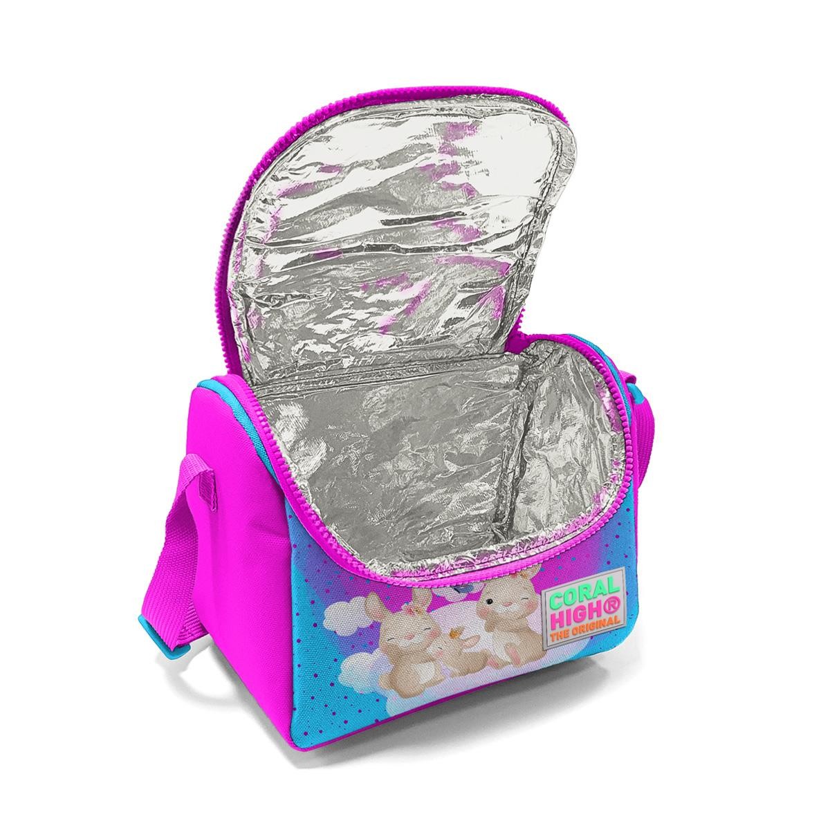 Coral High Kids Mavi Pembe Tavşan Desenli Çekçekli 3'lü Çanta Seti SET0123936