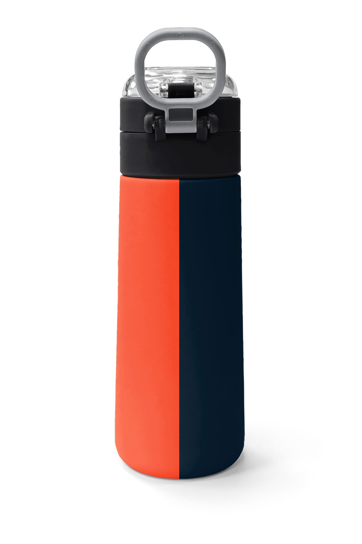 Coral High Kids Lacivert Turuncu Çizgili Pipetli ve Direkt İçim Çelik Termos 500 ml 31998