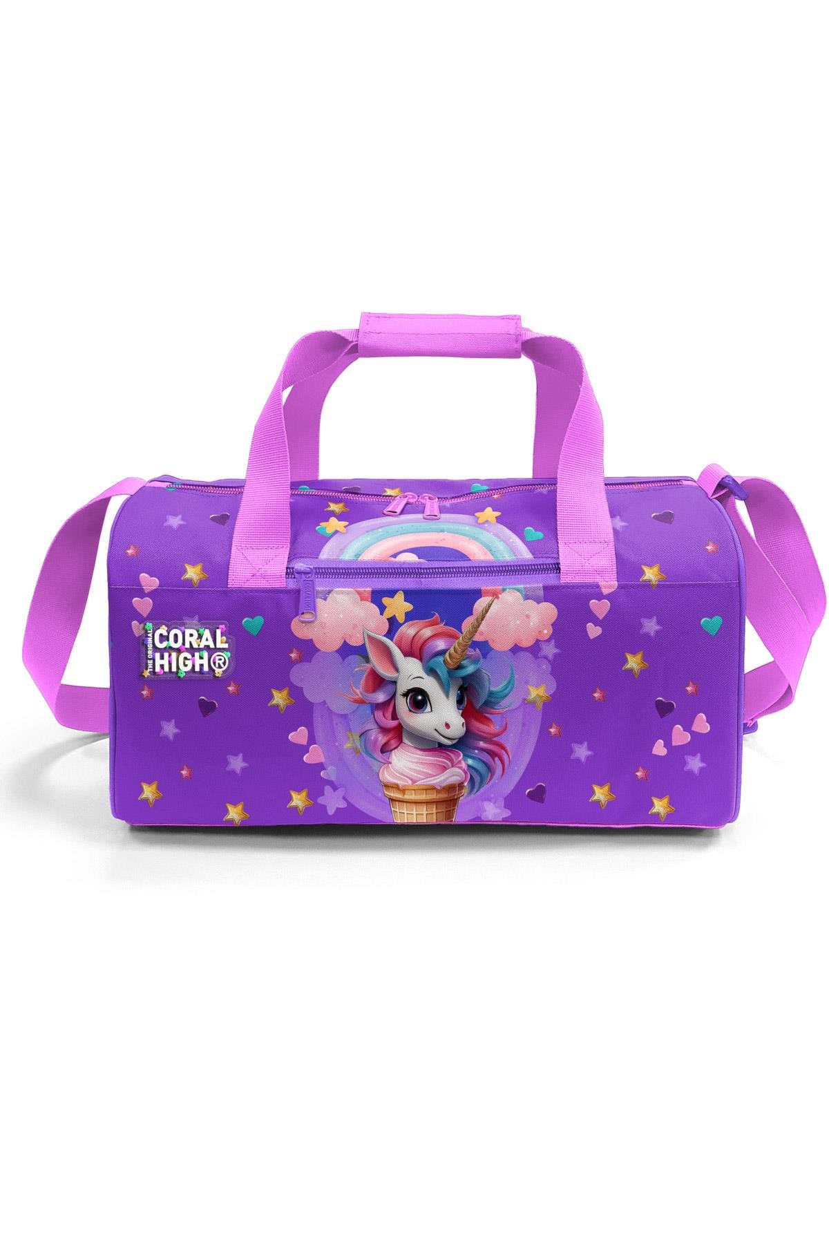 Coral High Mor Pembe Unicorn Dondurma Desenli Spor Çantası 27542