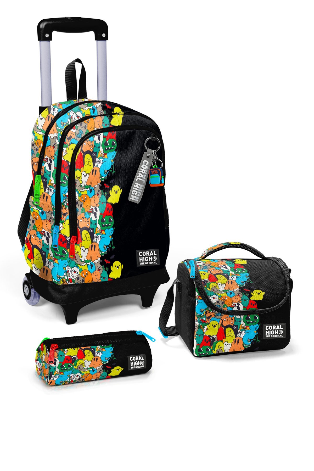 Coral High Kids Siyah Karikatür Desenli 3’lü Okul Çanta Seti SET0123974