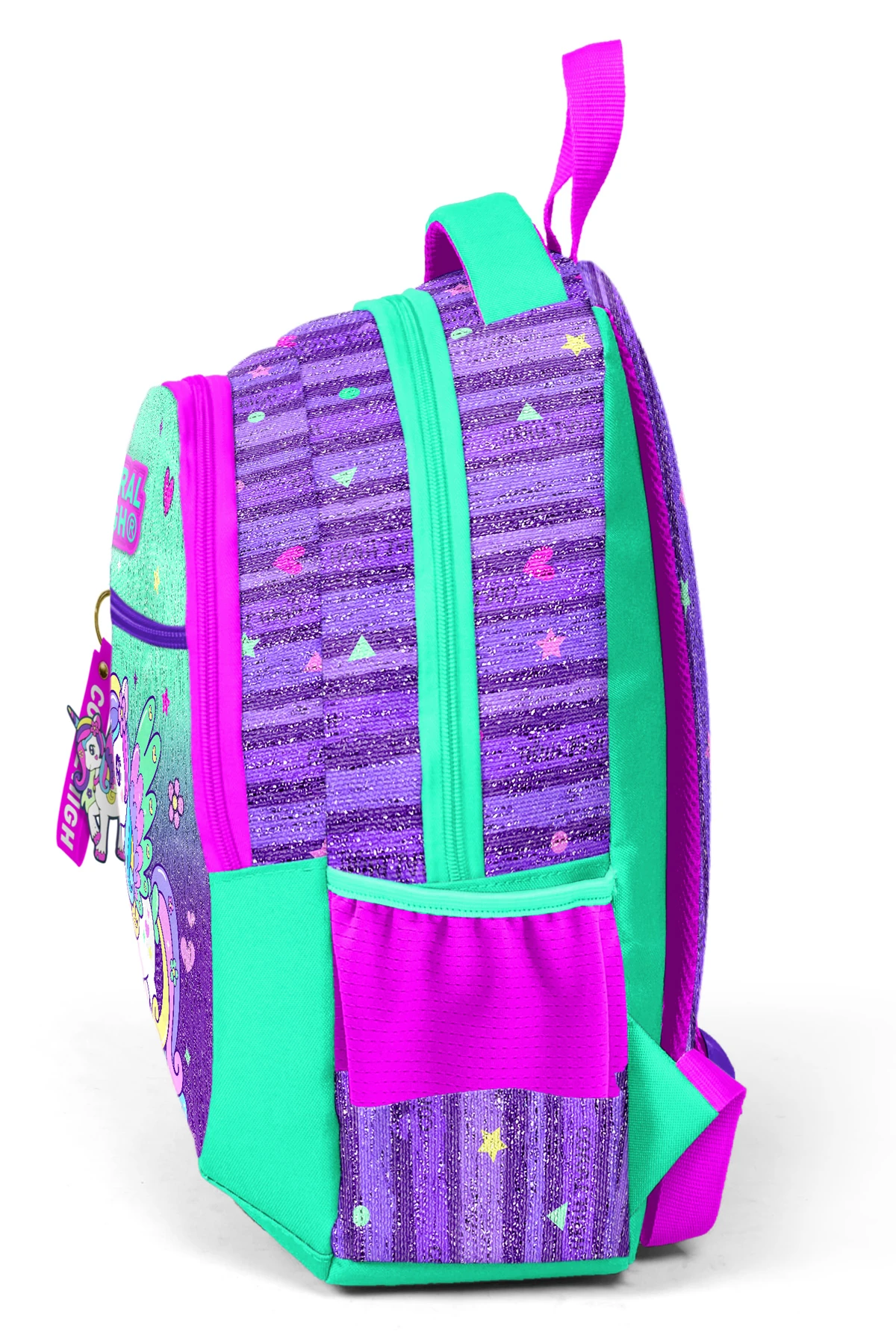 Coral High Kids Mor Su Yeşili Unicorn Desenli Üç Bölmeli Okul Sırt Çantası 23487