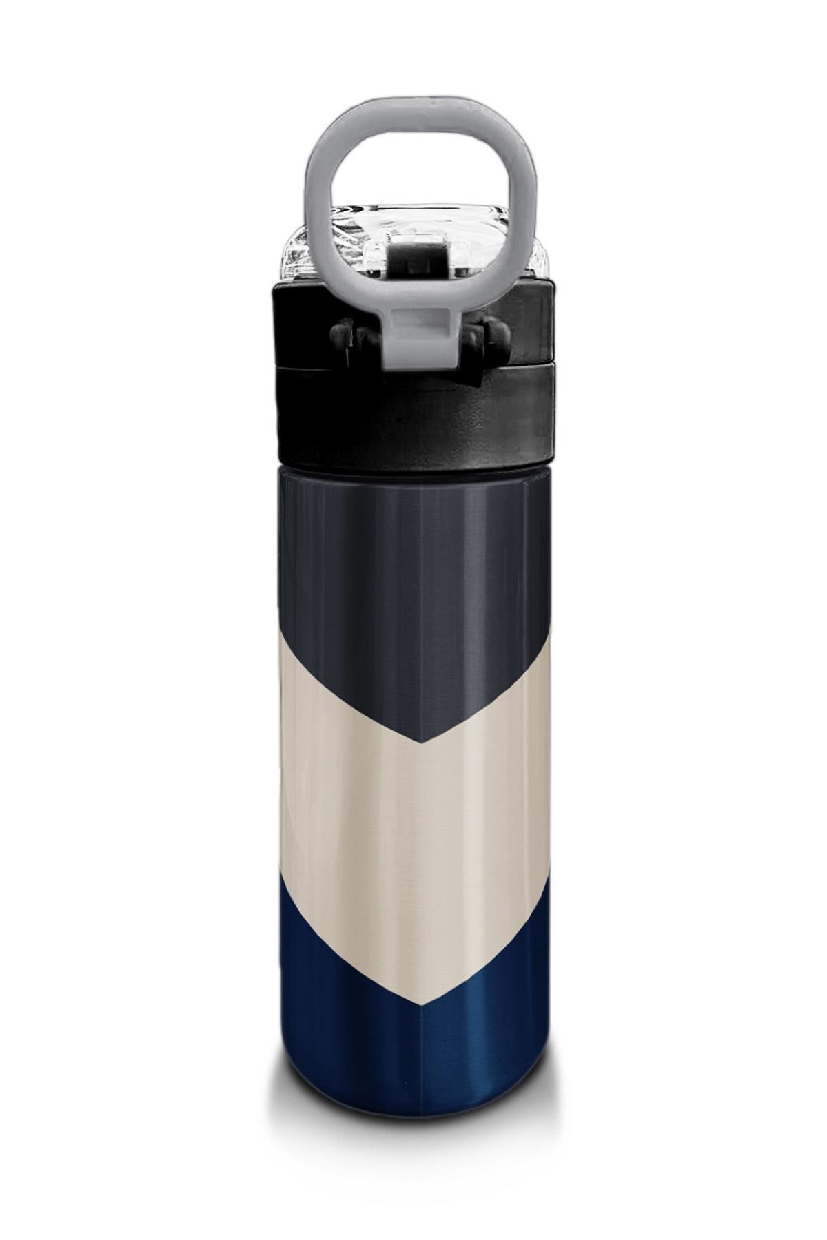 Coral High Kids Lacivert Koyu Gri Bej Desenli Pipetli ve Direkt İçim Çelik Termos 500 ml 31893