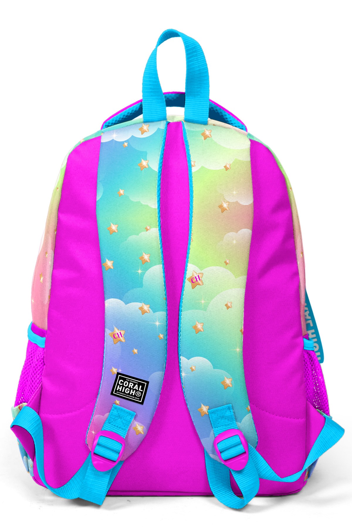 Coral High Kids Mavi Pembe Zürafa Desenli Üç Bölmeli Okul Sırt Çantası 23479