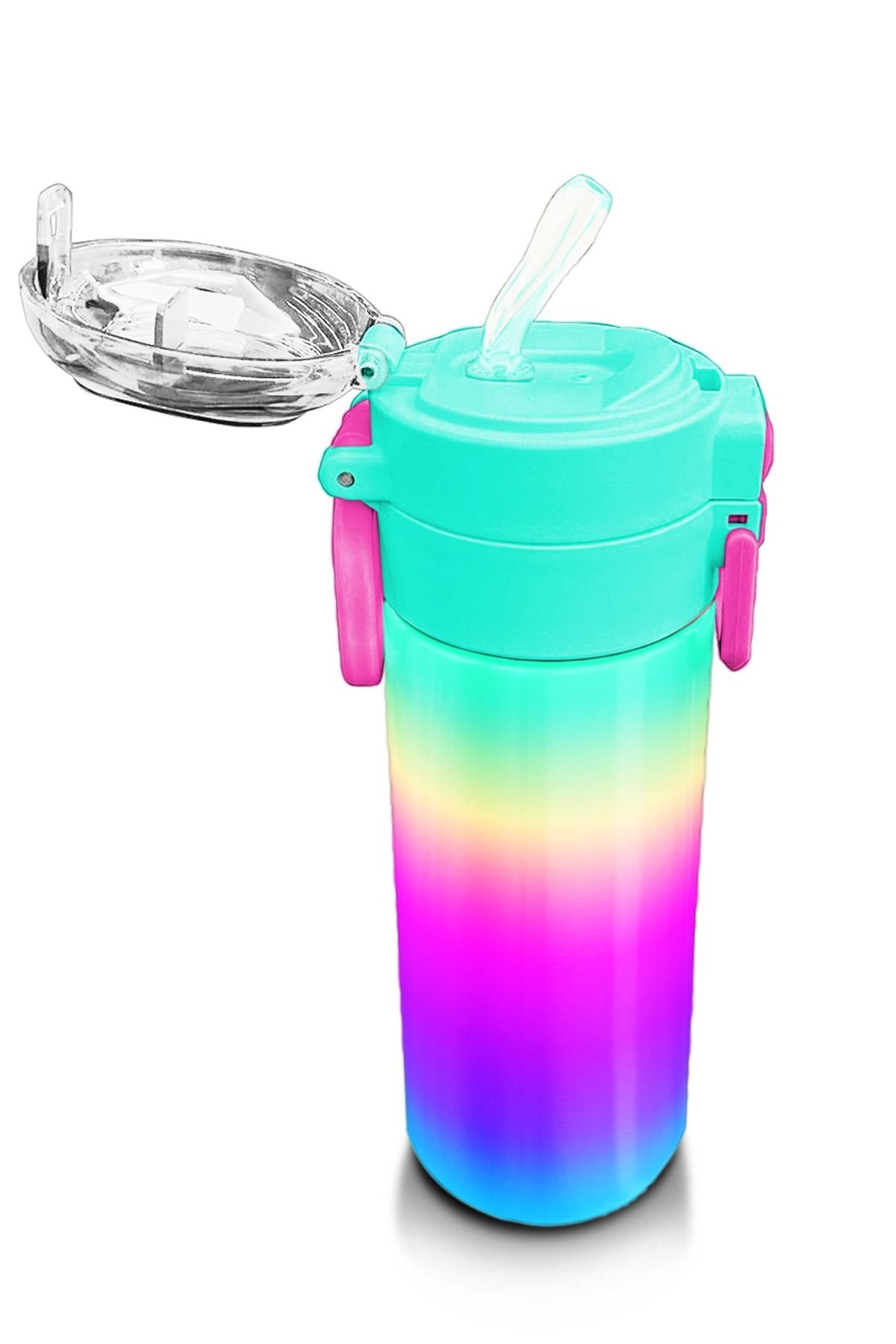 Coral High Kids Renk Geçişli Desenli Pipetli ve Direkt İçim Çelik Termos 500 ml 31924
