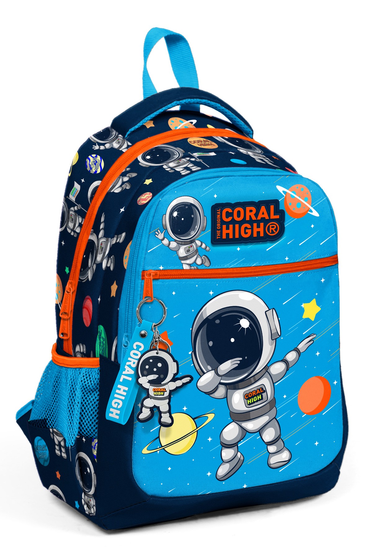 Coral High Kids Lacivert Mavi Astronot Desenli Üç Bölmeli Okul Sırt Çantası 23486